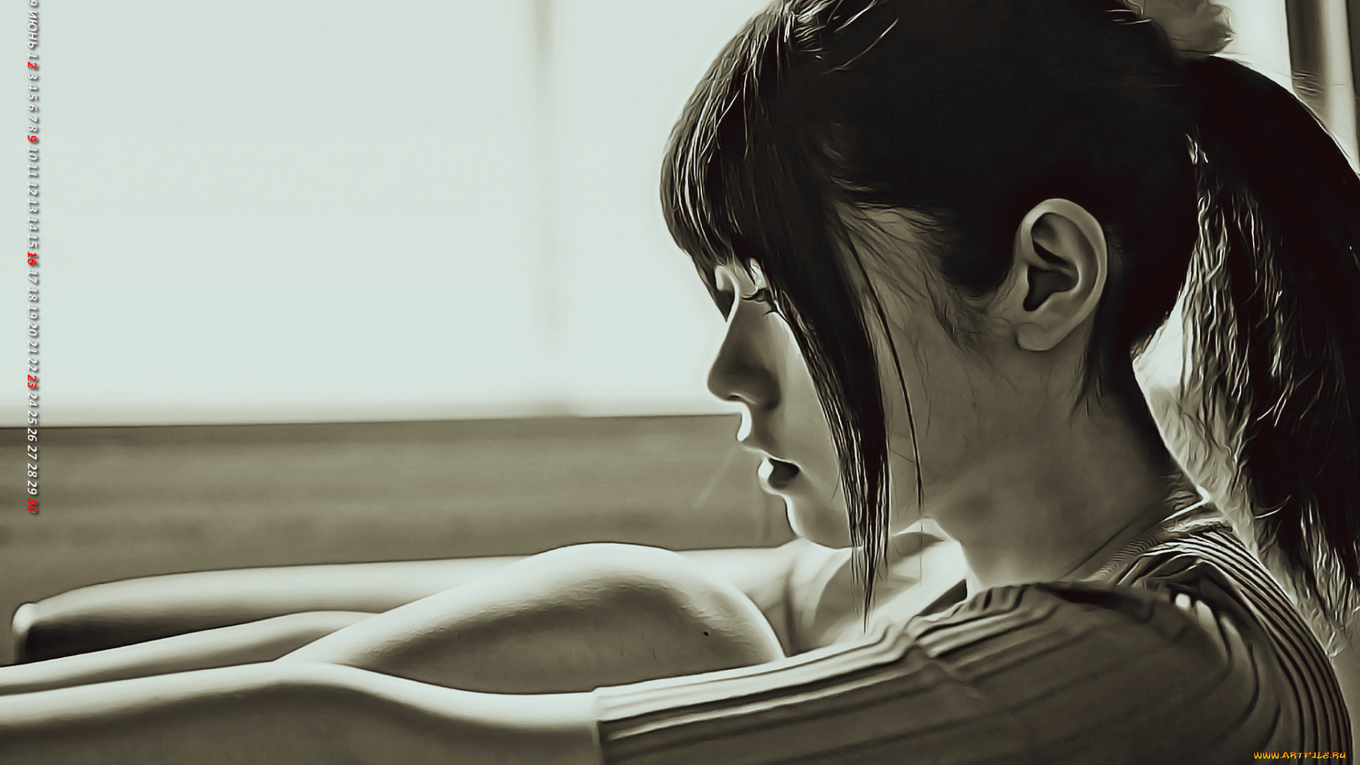 календари, компьютерный, дизайн, девушка, профиль