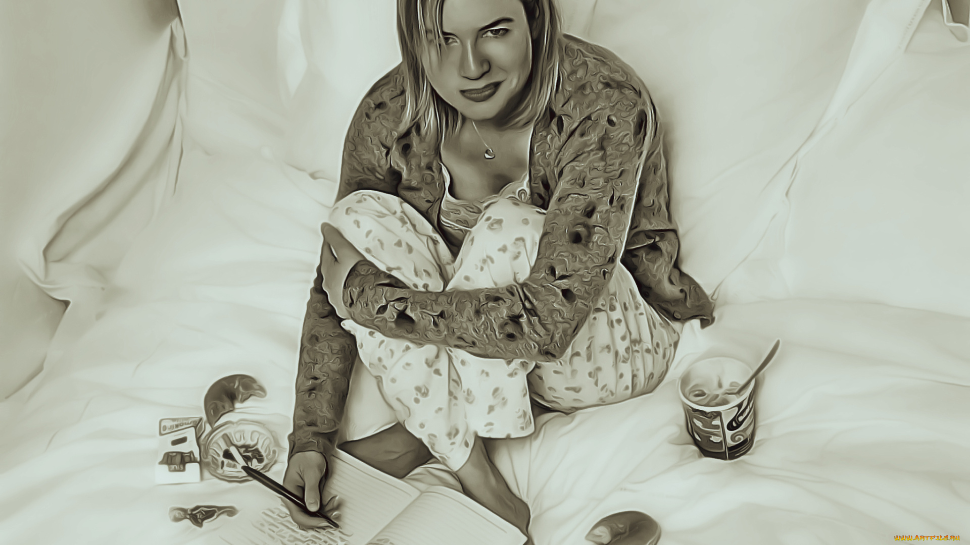 календари, компьютерный, дизайн, постель, тетрадь, женщина, актриса