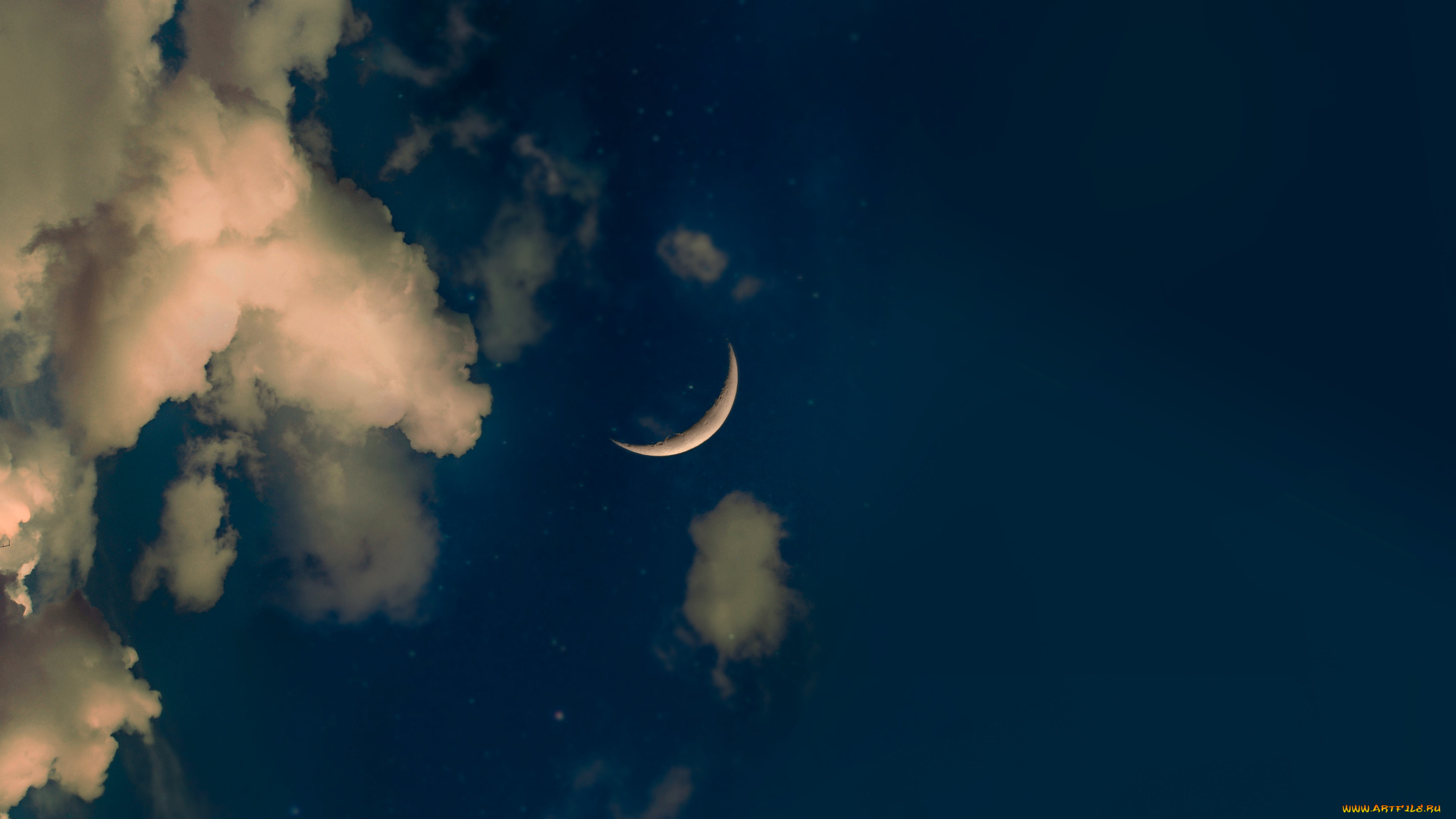 космос, луна, облака