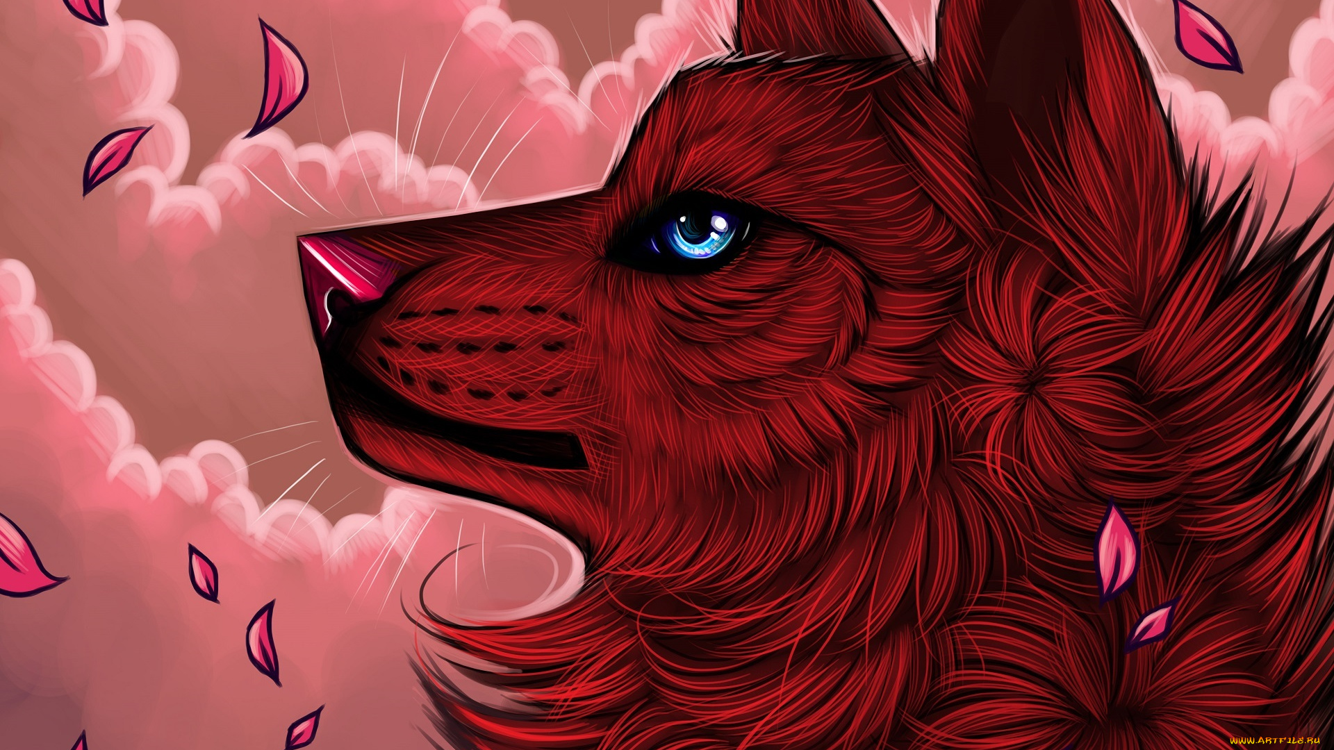 рисованное, животные, , волки, волк