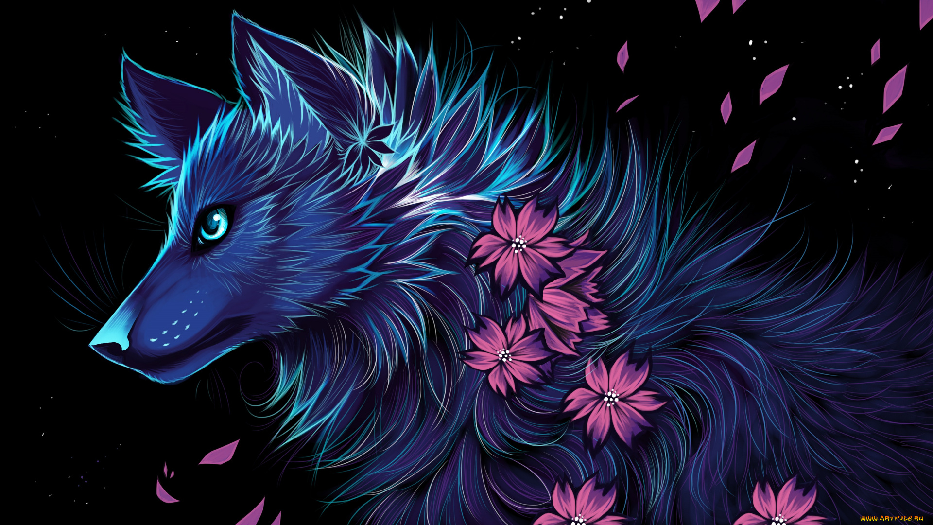 рисованное, животные, , волки, волк