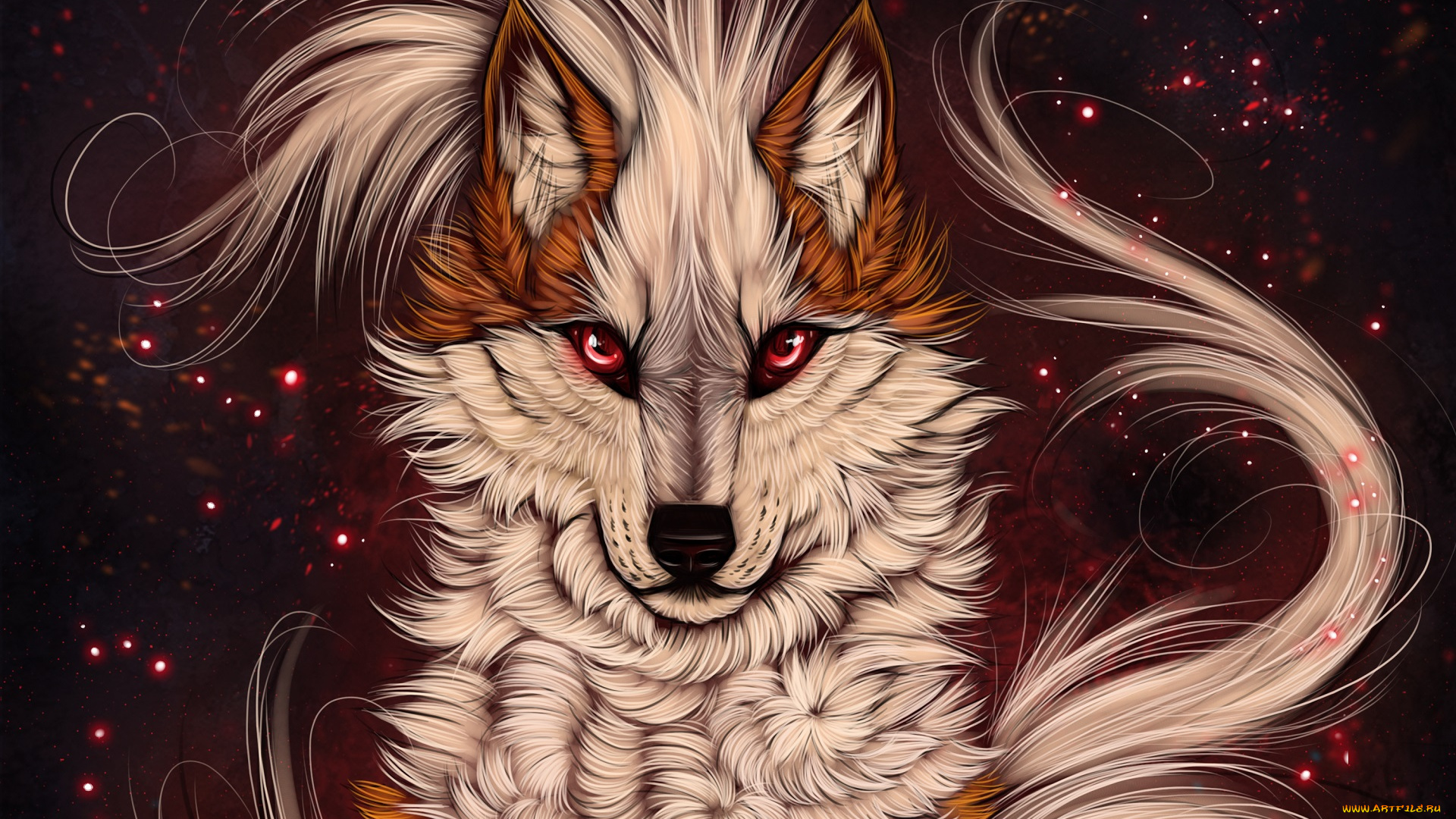 рисованное, животные, , волки, волк