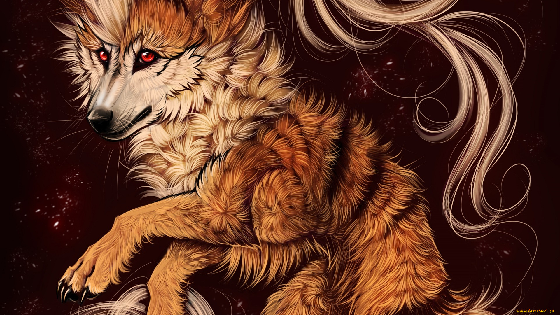 рисованное, животные, , волки, волк