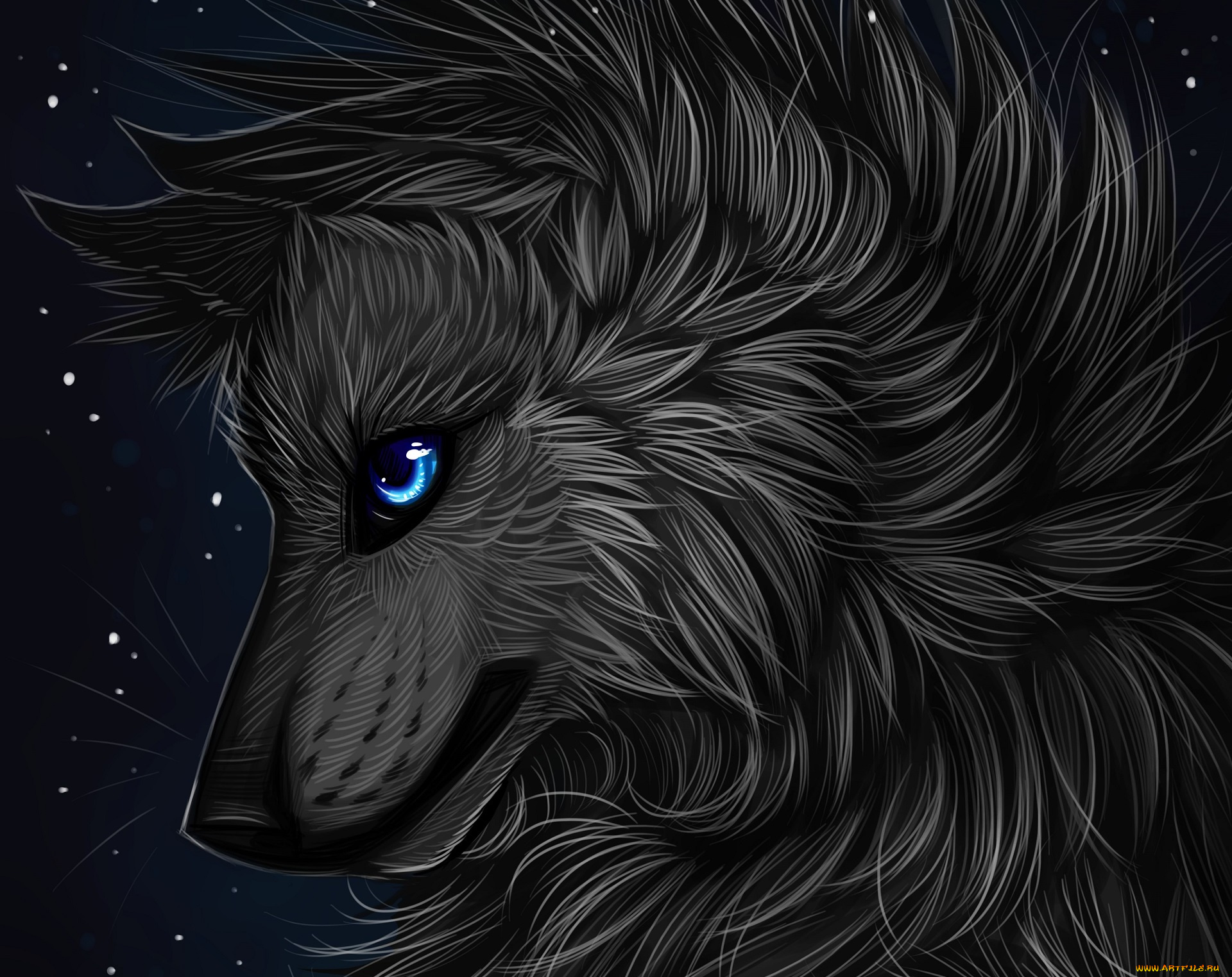 рисованное, животные, , волки, волк