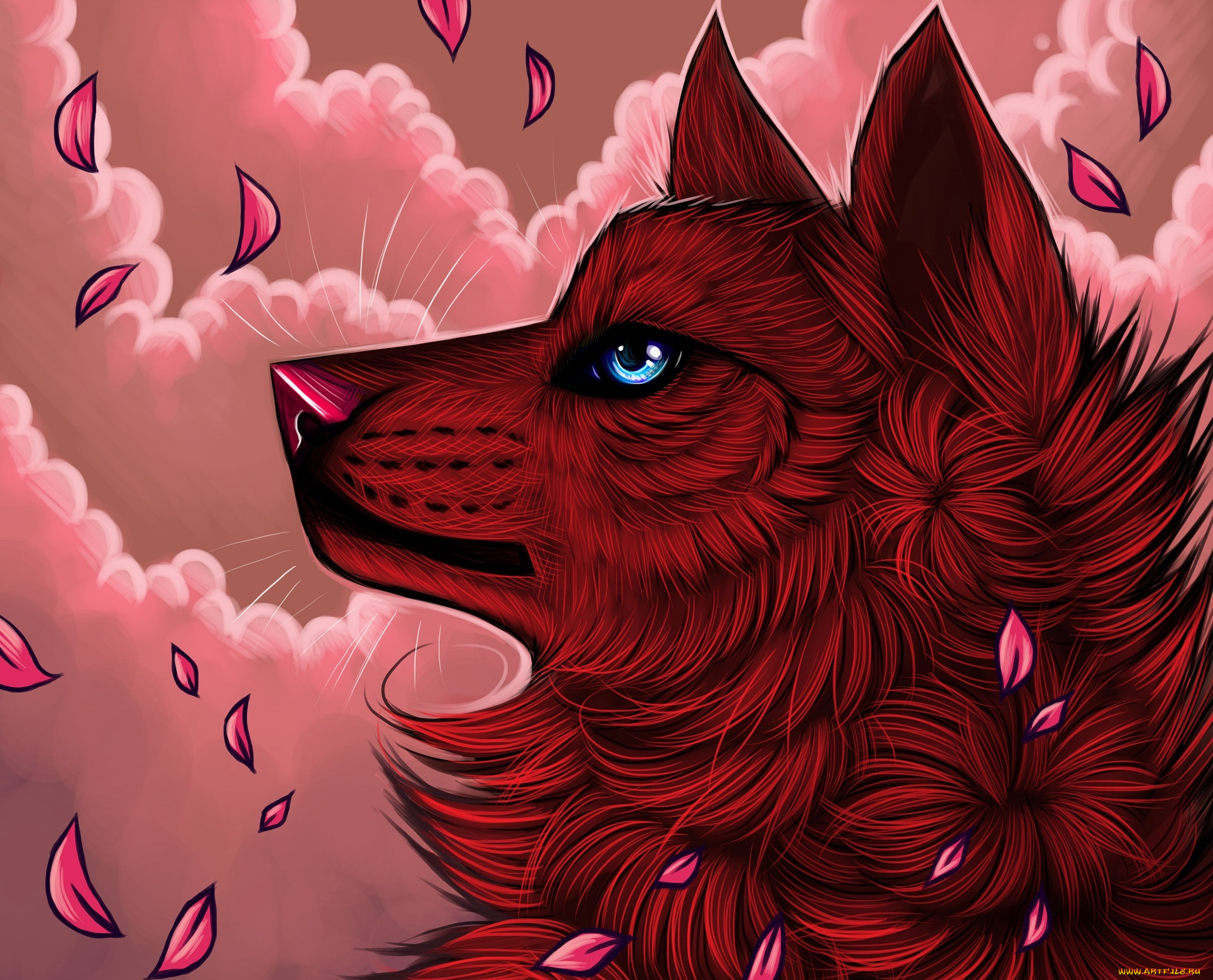 рисованное, животные, , волки, волк