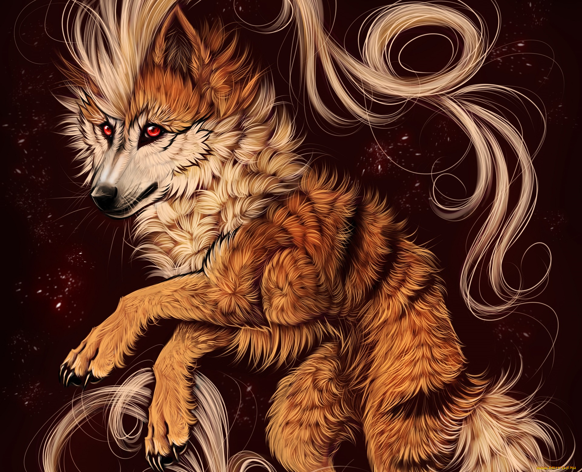 рисованное, животные, , волки, волк