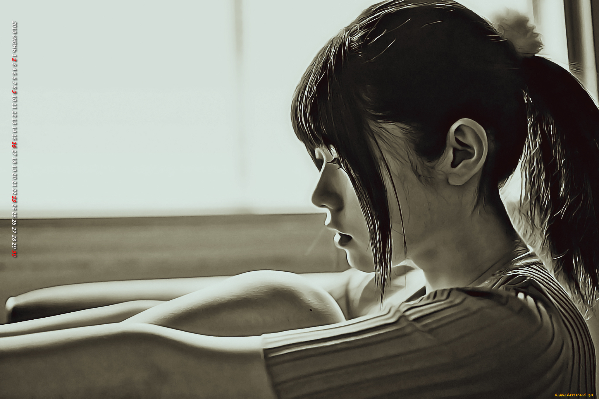 календари, компьютерный, дизайн, девушка, профиль