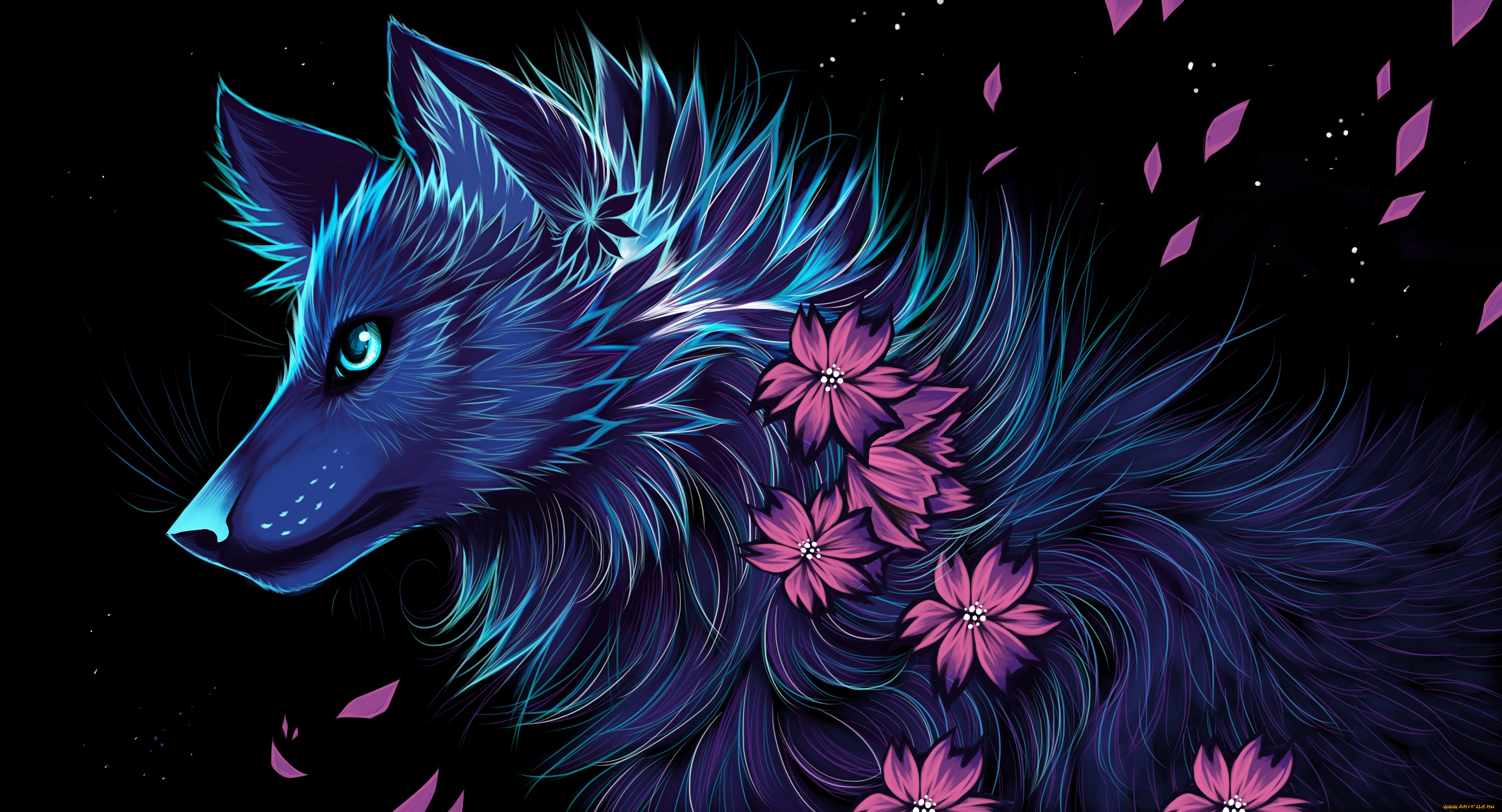 рисованное, животные, , волки, волк