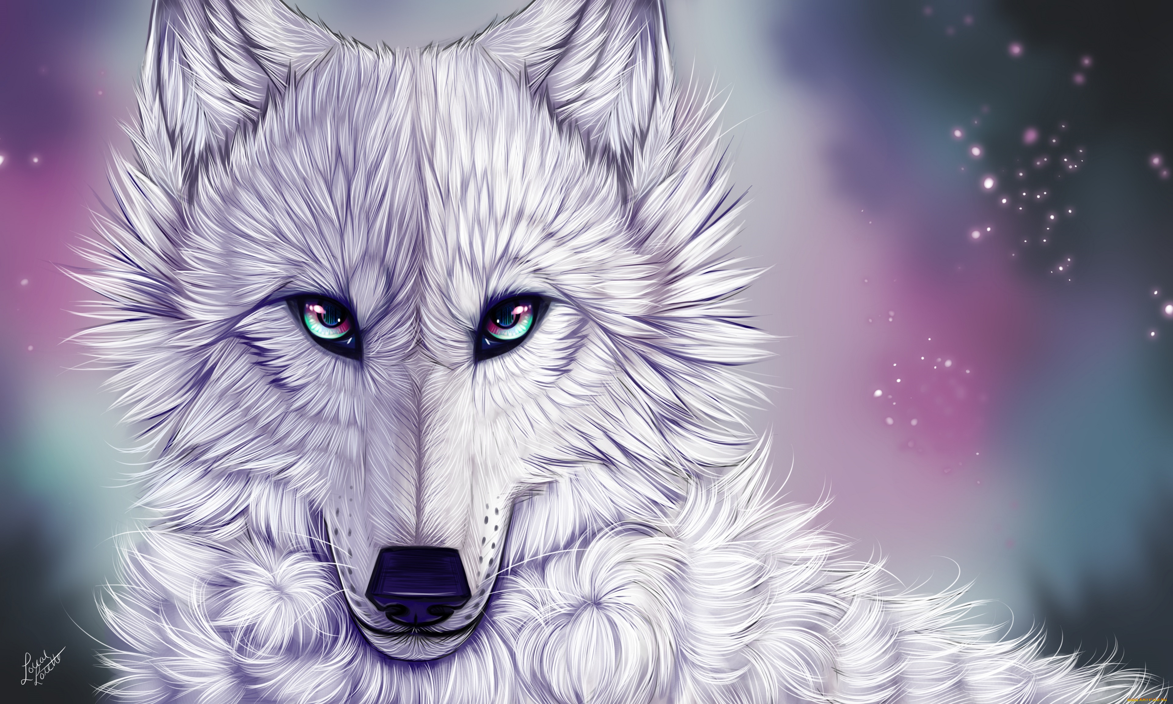 рисованное, животные, , волки, волк