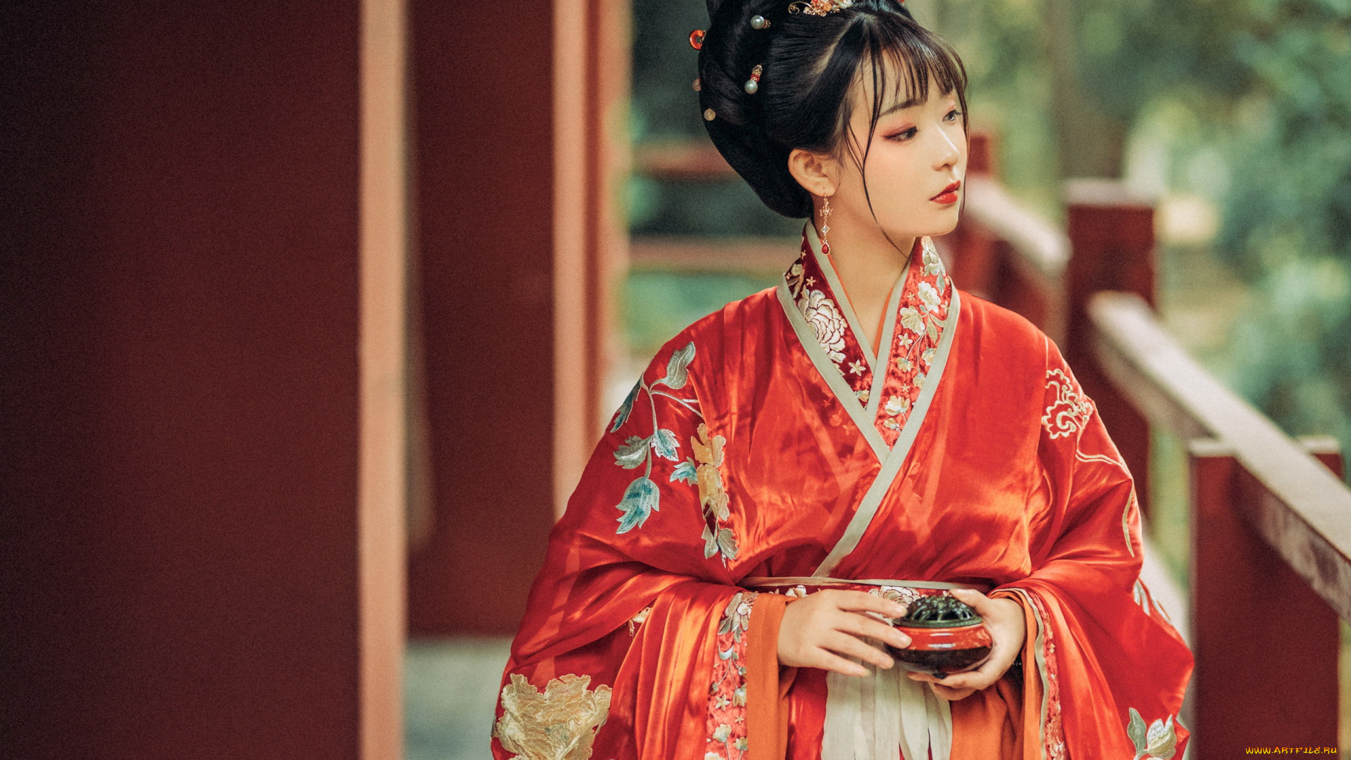 девушки, -, азиатки, азиатка, кимоно