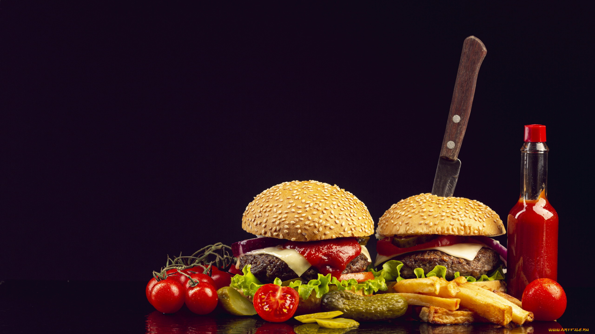 еда, бутерброды, , гамбургеры, , канапе, помидоры, гамбургеры, кетчуп