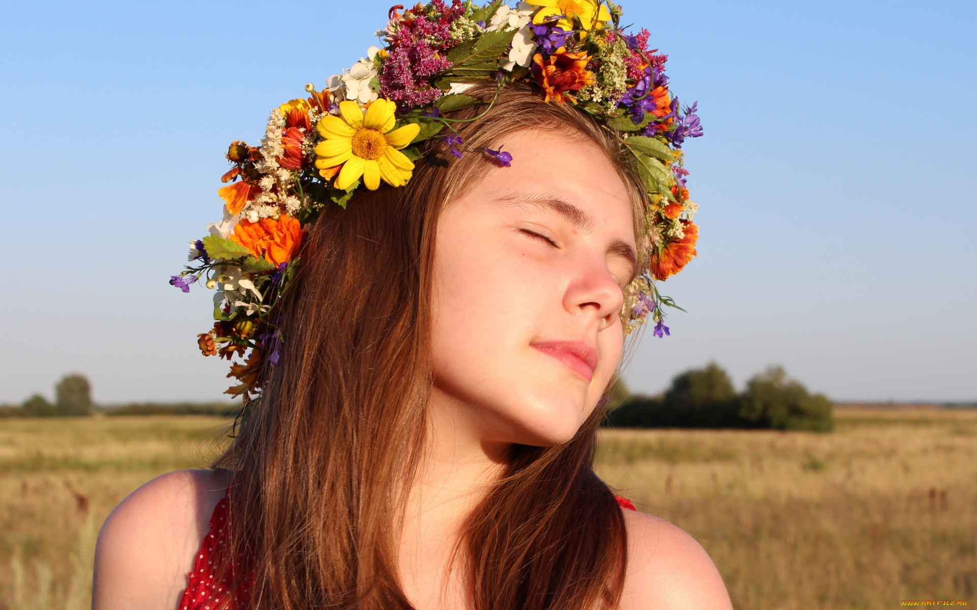 разное, дети, девочка, лицо, венок, рыжая