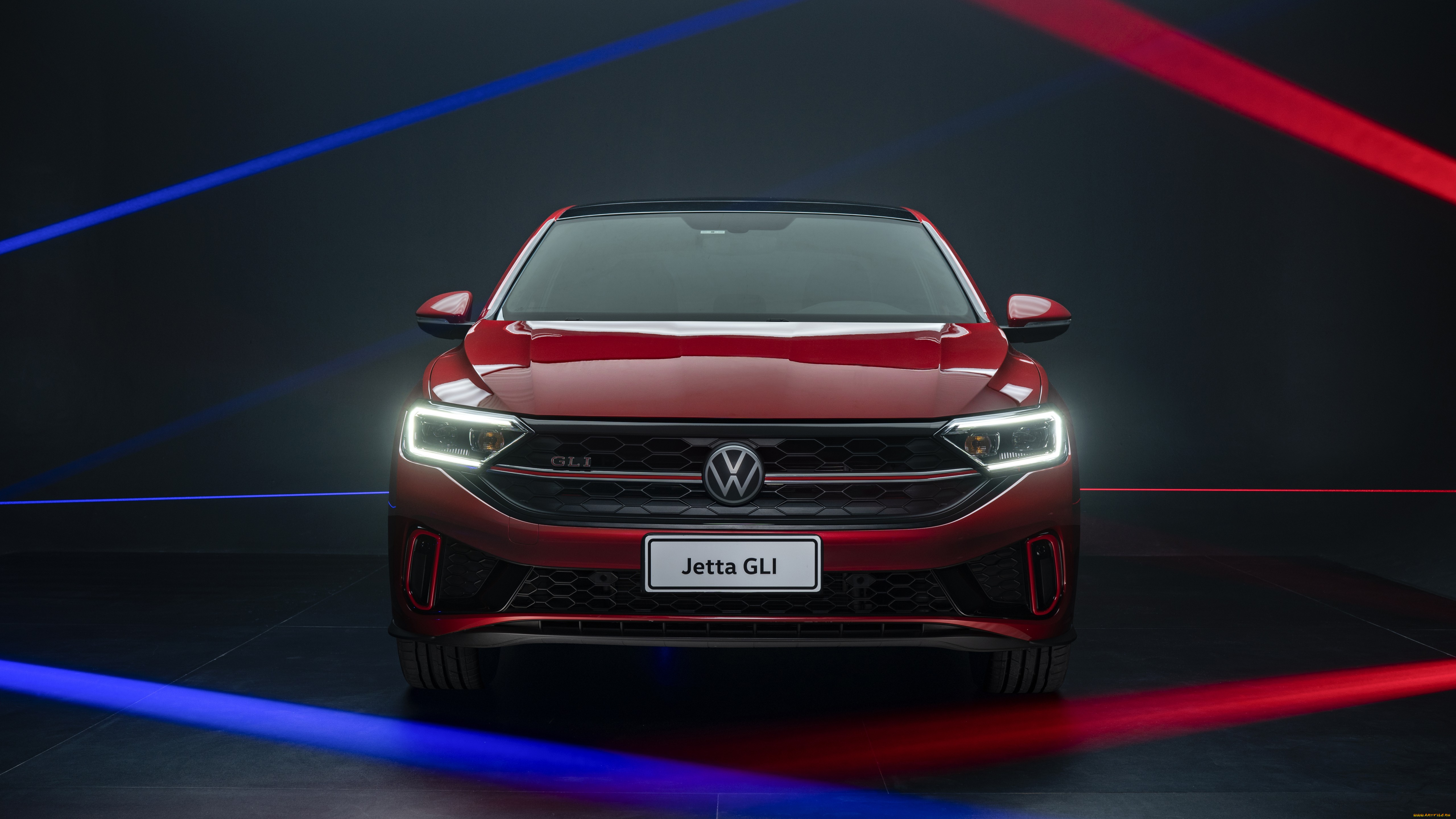 автомобили, volkswagen, jetta, gli, 2022, красный, вид, спереди