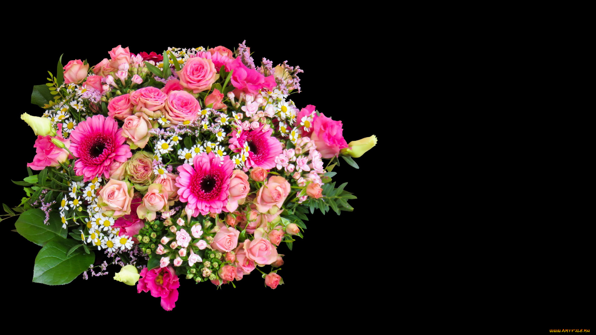 цветы, букеты, , композиции, герберы, розы, ромашки