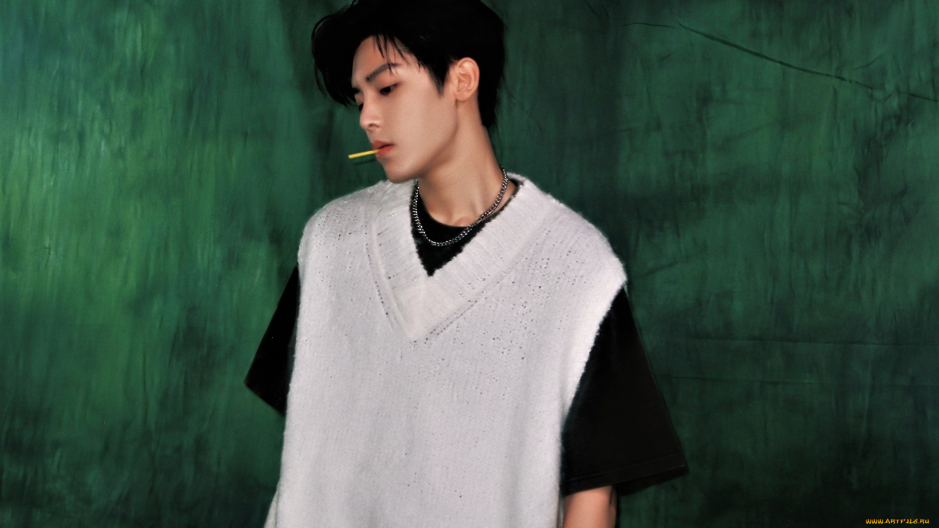 мужчины, hou, ming, hao, актер, футболка, жилетка