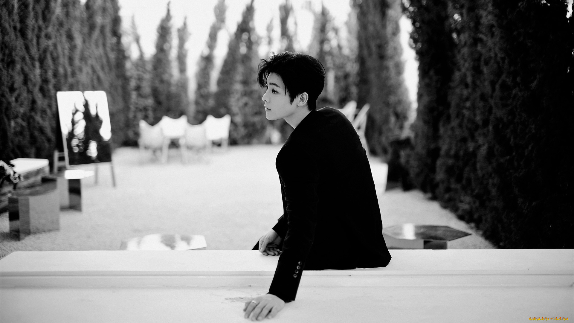 мужчины, hou, ming, hao, актер, пиджак, окно