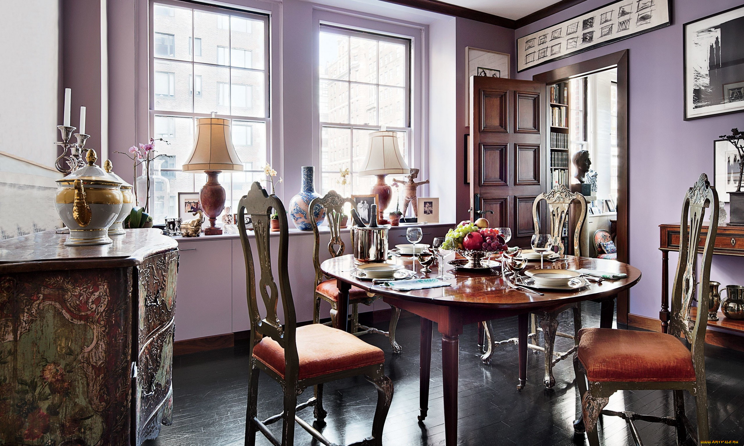 интерьер, столовая, комод, обеденный, стол, стулья