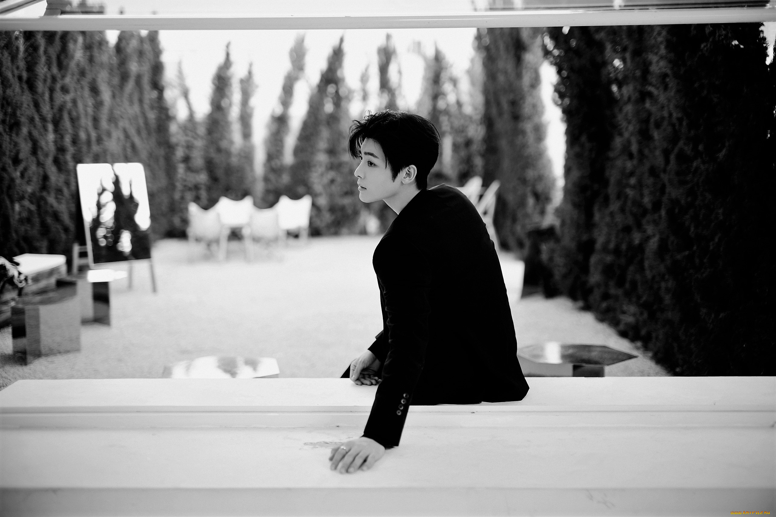 мужчины, hou, ming, hao, актер, пиджак, окно