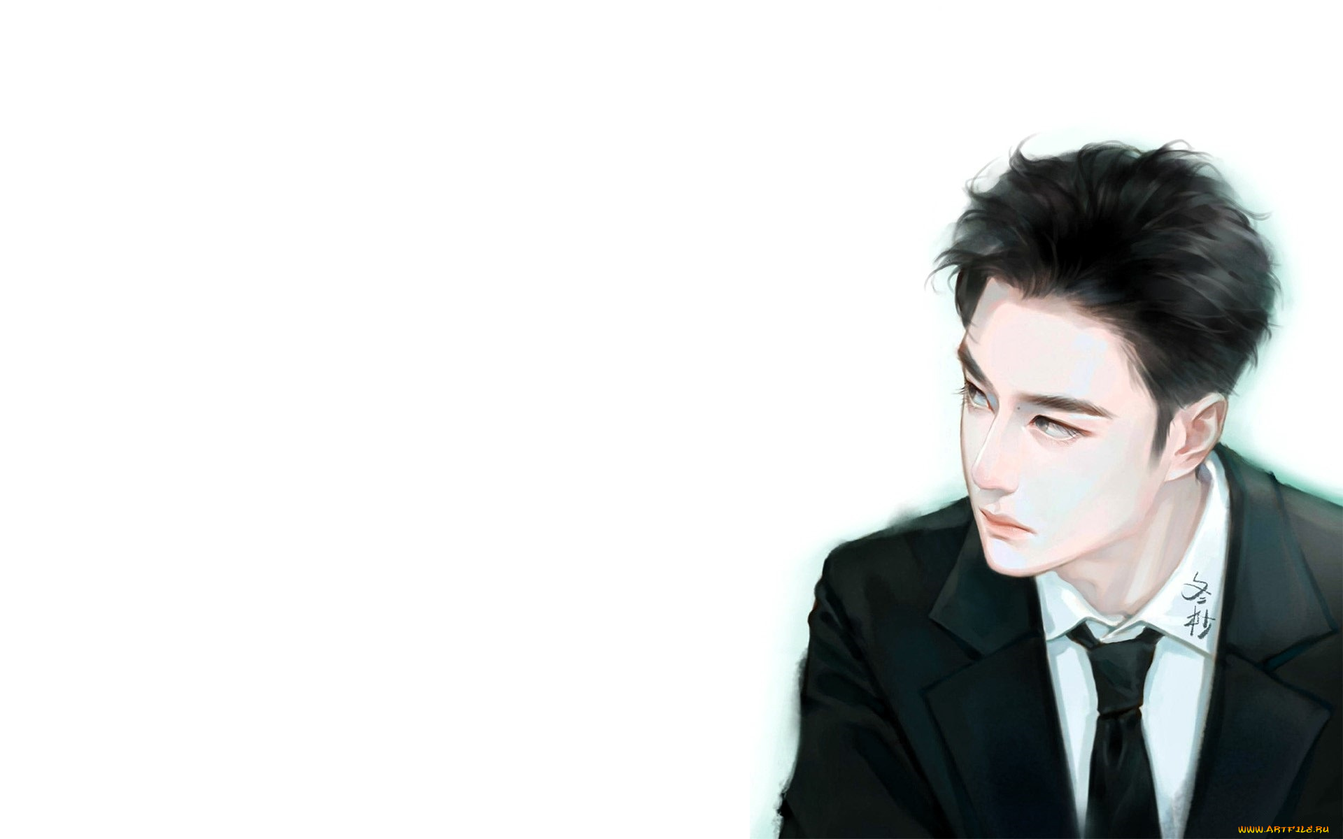 рисованное, люди, ван, ибо, пиджак, галстук