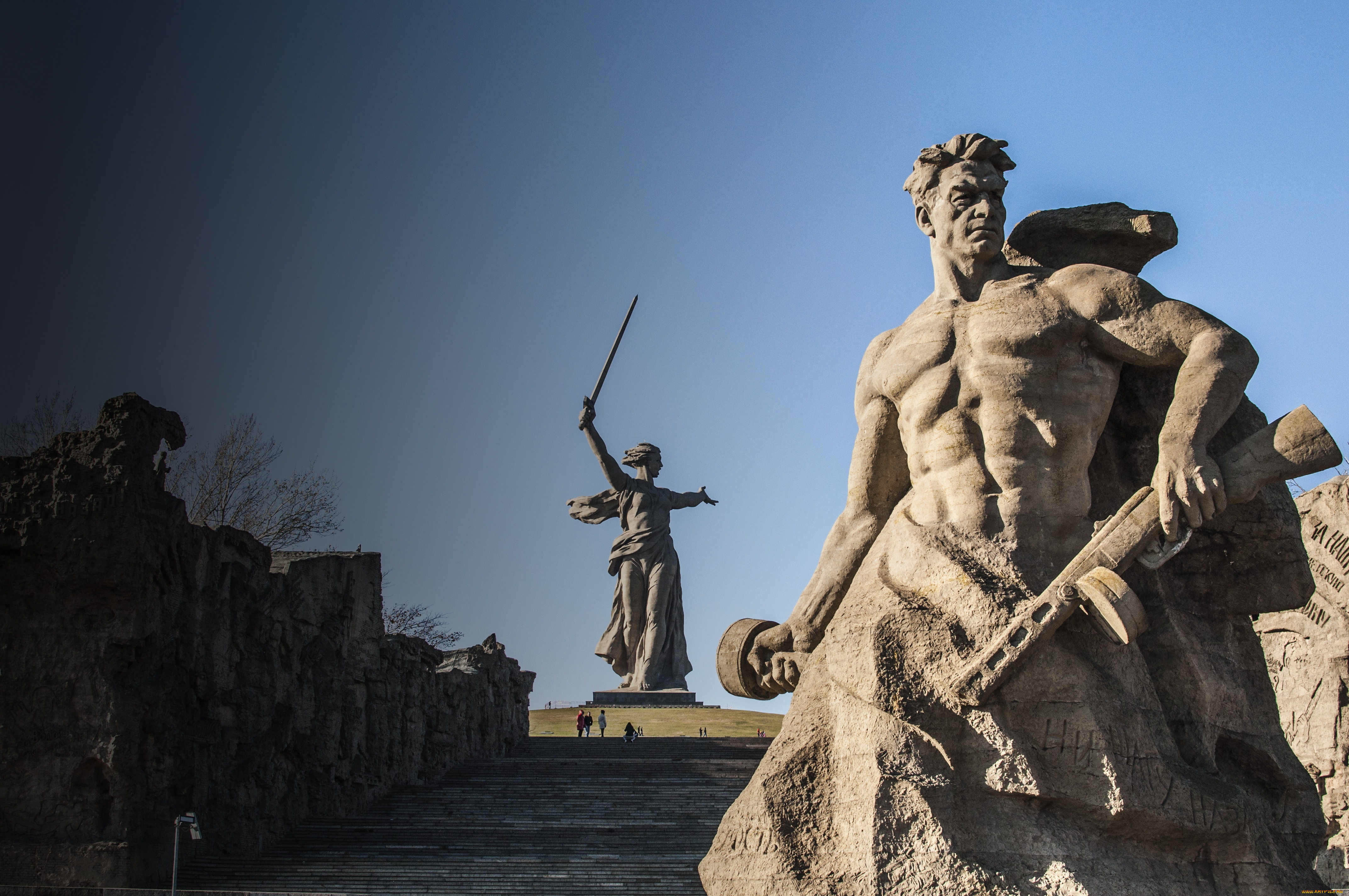 города, волгоград, , россия, памятник, мужчины, родина, мать, зовет, лeстница, мамаев, курган, волгоград, вoв