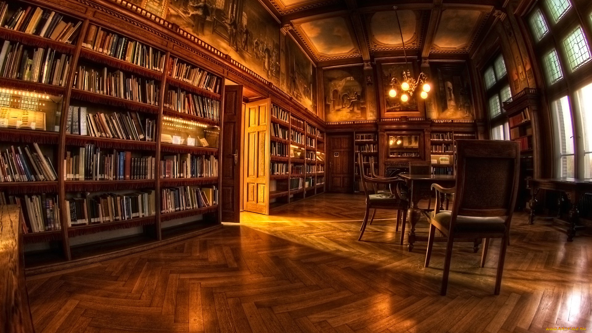 интерьер, кабинет, библиотека, офис