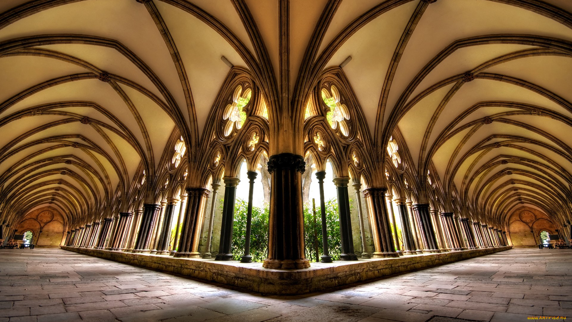 salisbury, cloisters, интерьер, холлы, лестницы, корридоры