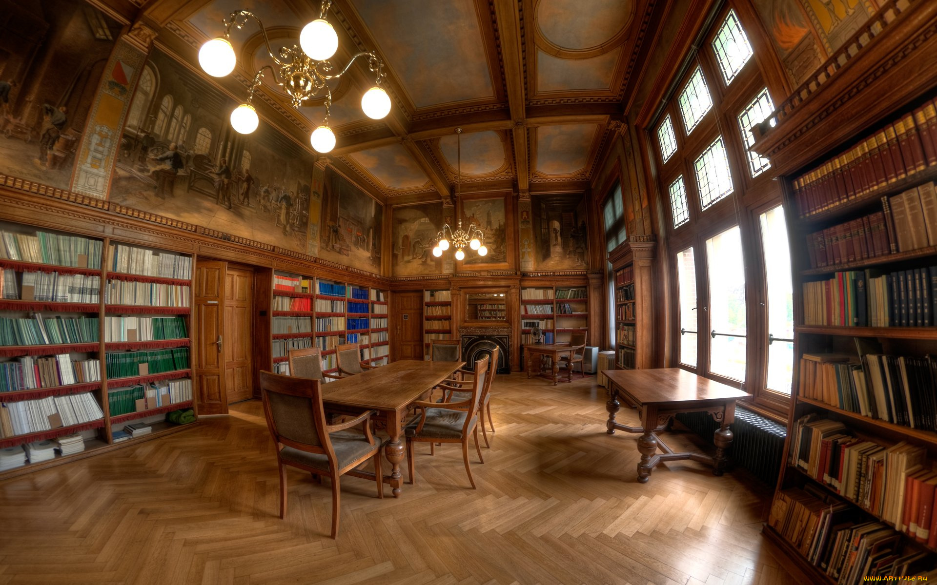интерьер, кабинет, библиотека, офис