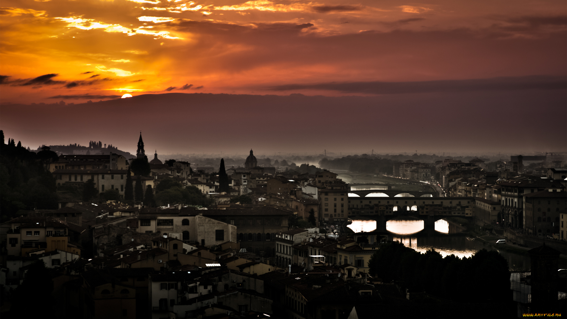 florence, italy, города, флоренция, италия, закат