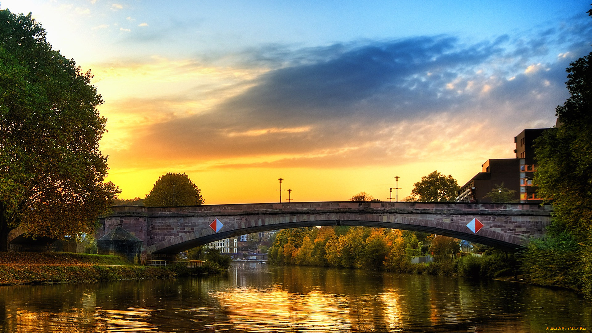 германия, саарбрюккен, города, мосты, мост, река, город