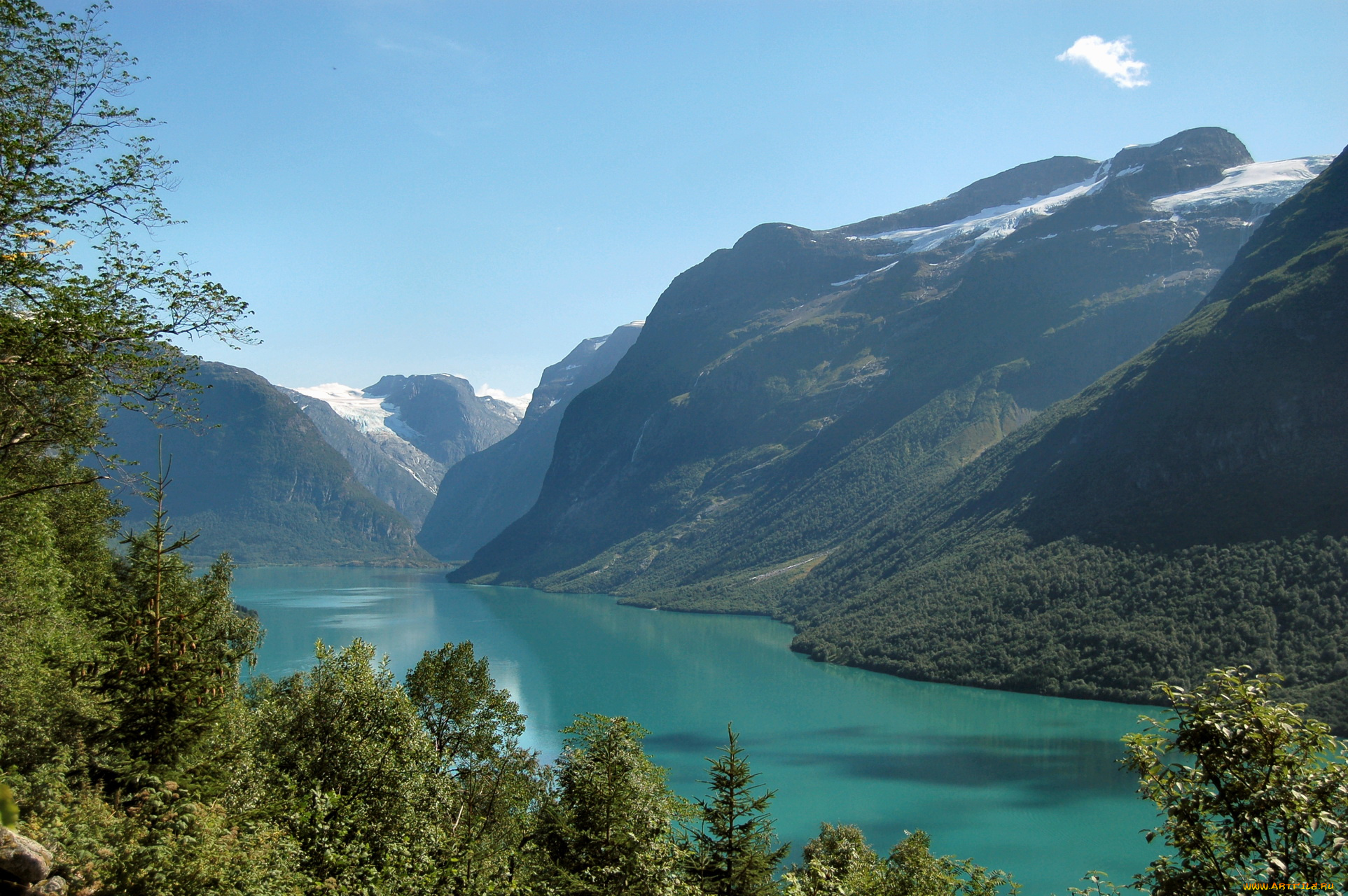 норвегия, loen, природа, реки, озера, горы, каньон, река, кусты