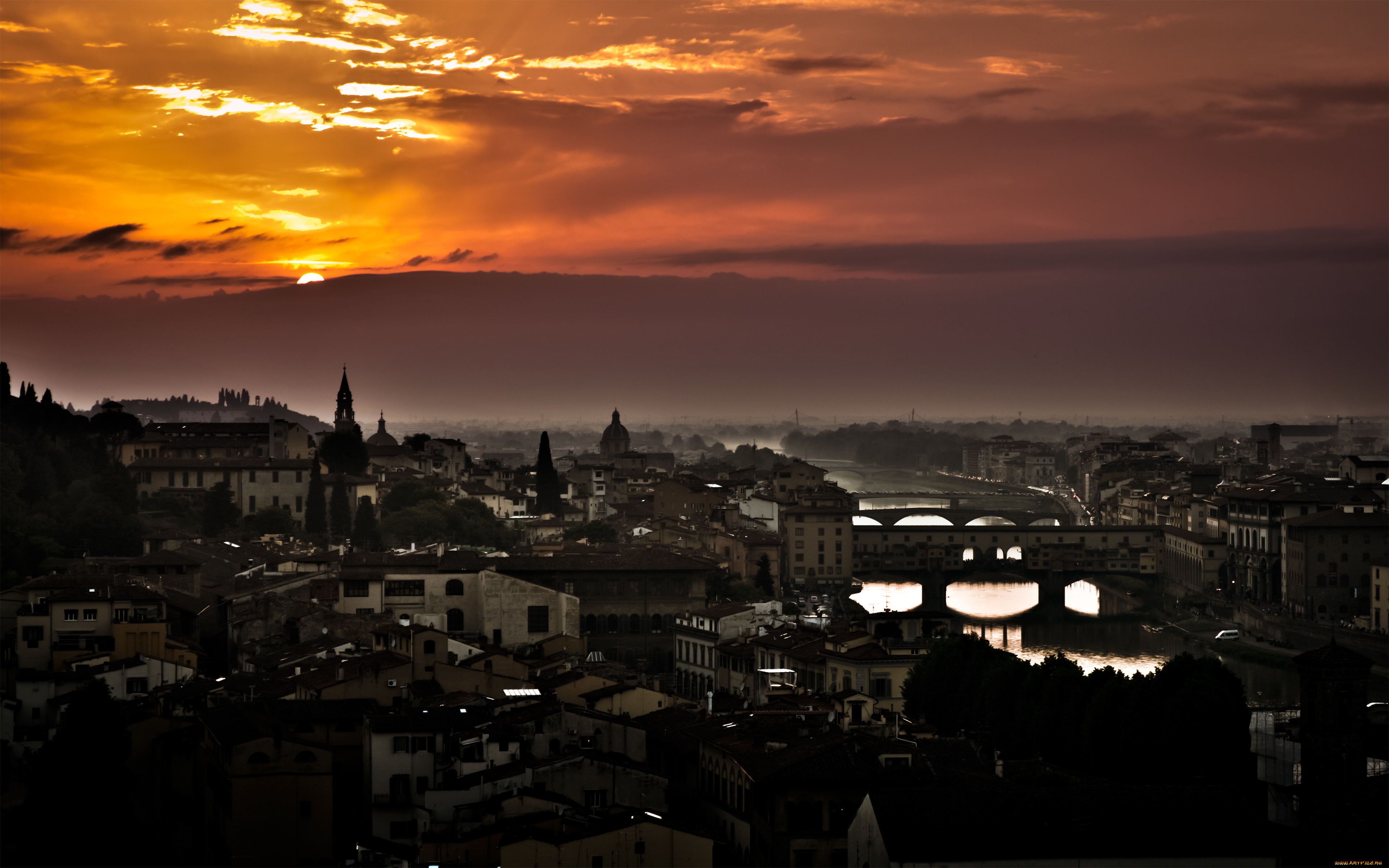 florence, italy, города, флоренция, италия, закат