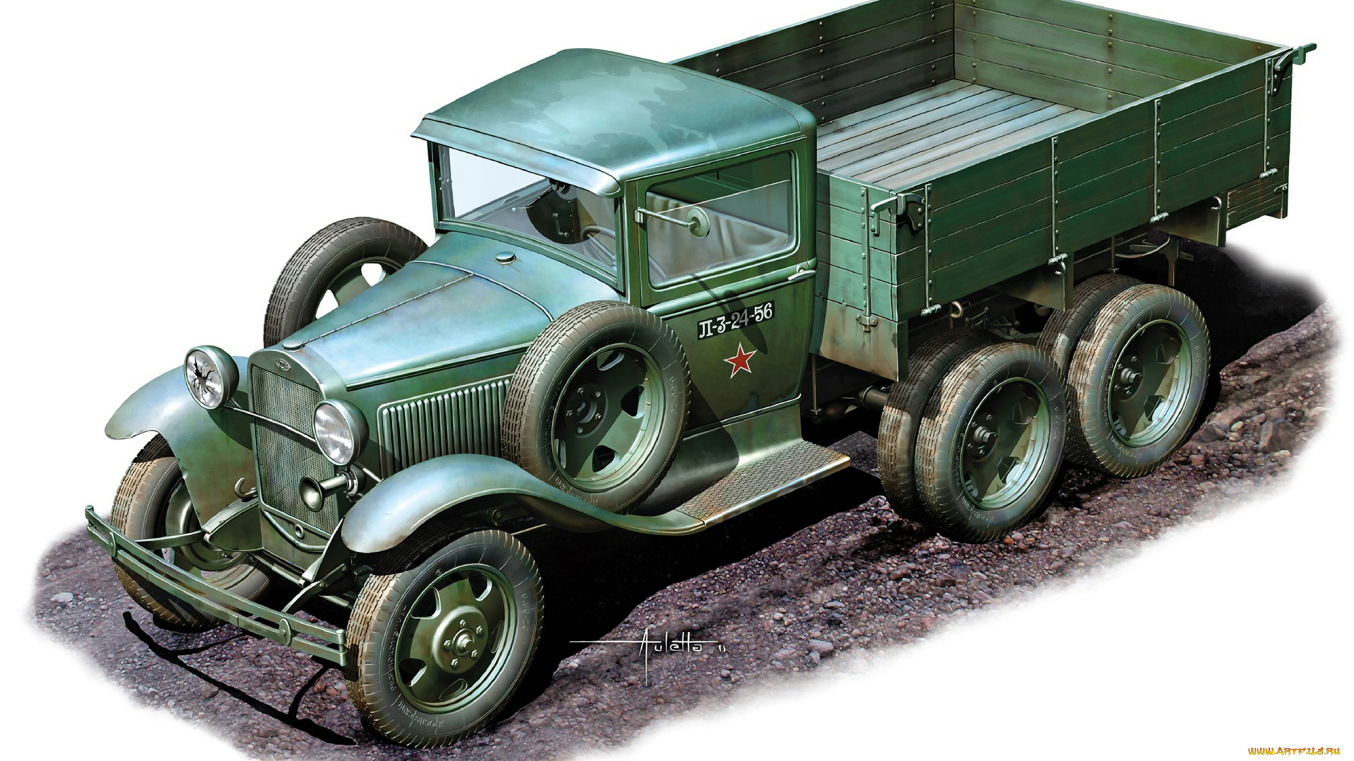 автомобили, 3д, газ-ааа, советский, грузовой, армейский, автомобиль, повышенной, проходимости