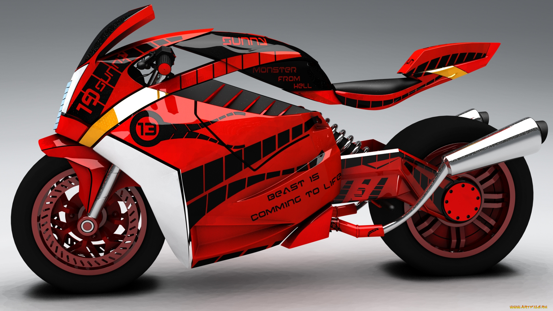 мотоциклы, 3d, мотоцикл, фон