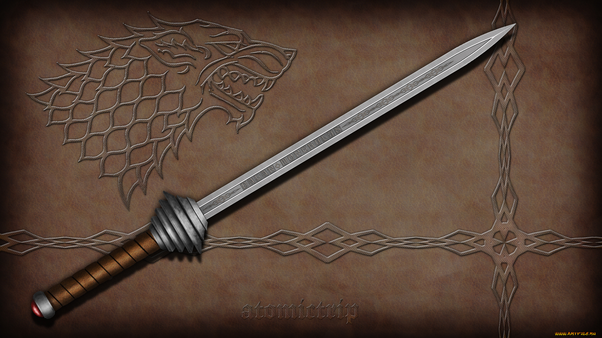 оружие, 3d, фон, узор, меч
