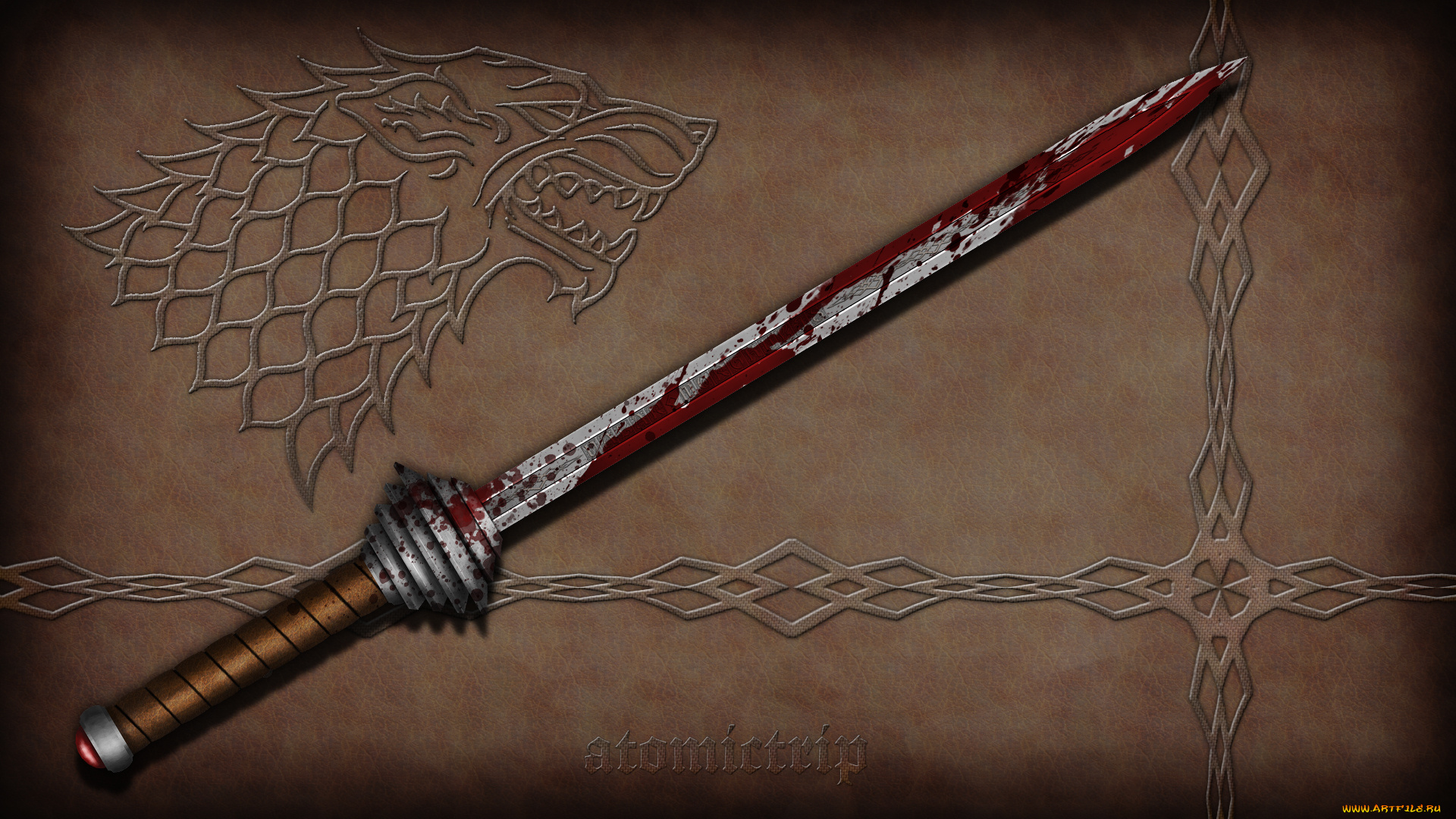 оружие, 3d, меч, кровь, узор