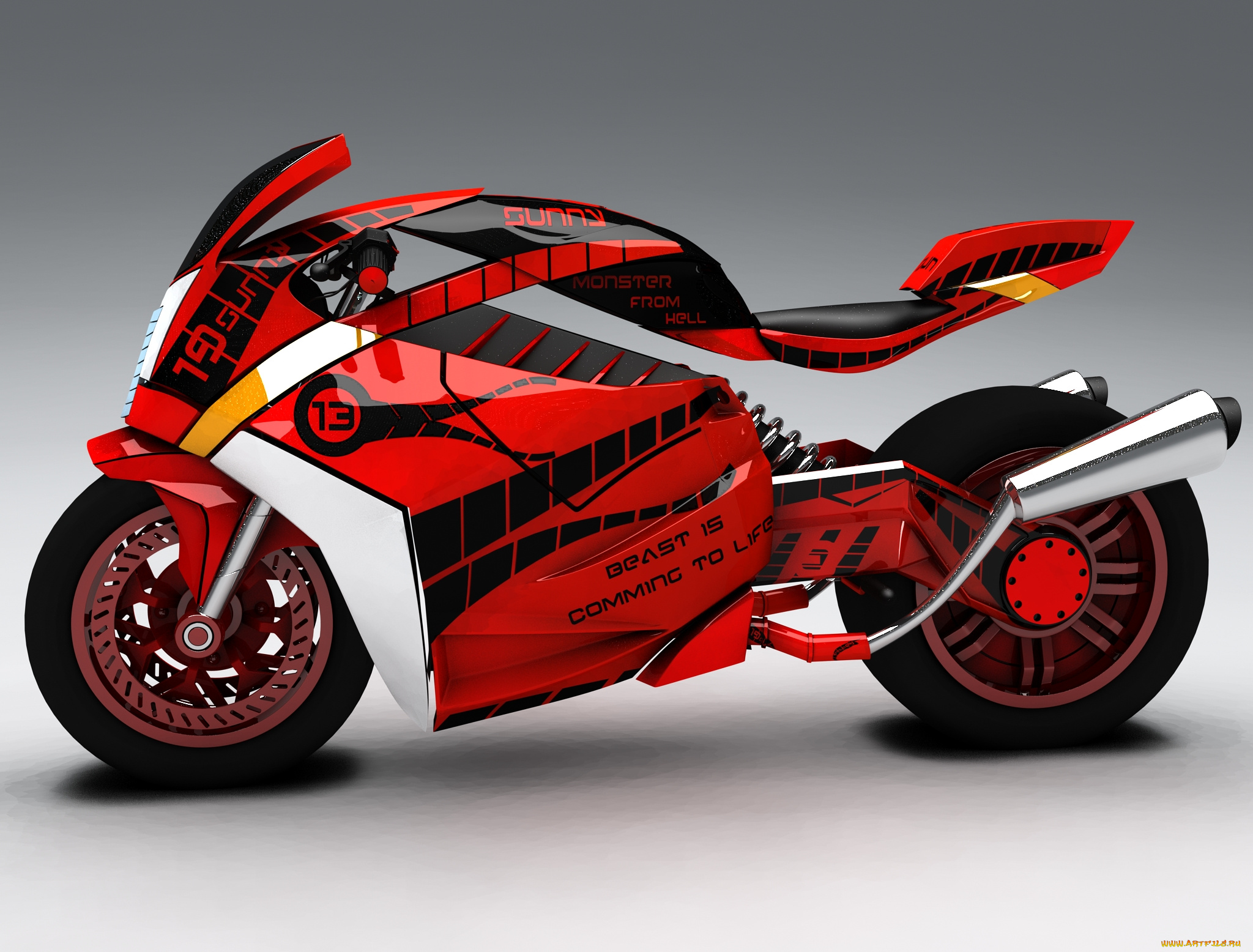 мотоциклы, 3d, мотоцикл, фон