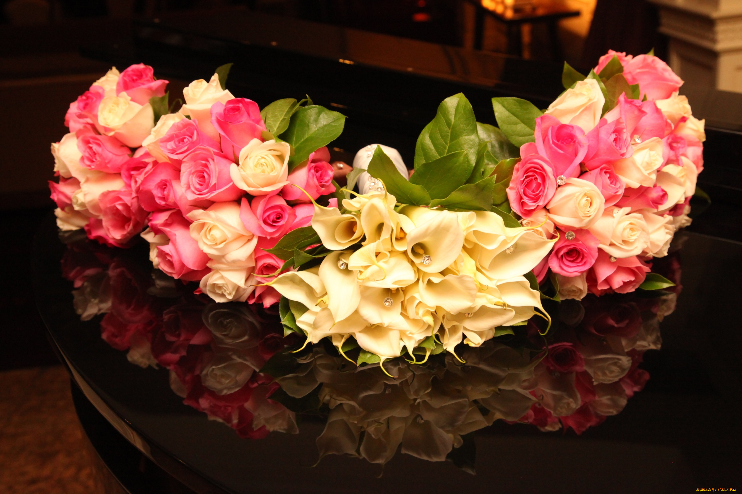 цветы, разные, вместе, букеты, каллы, розы