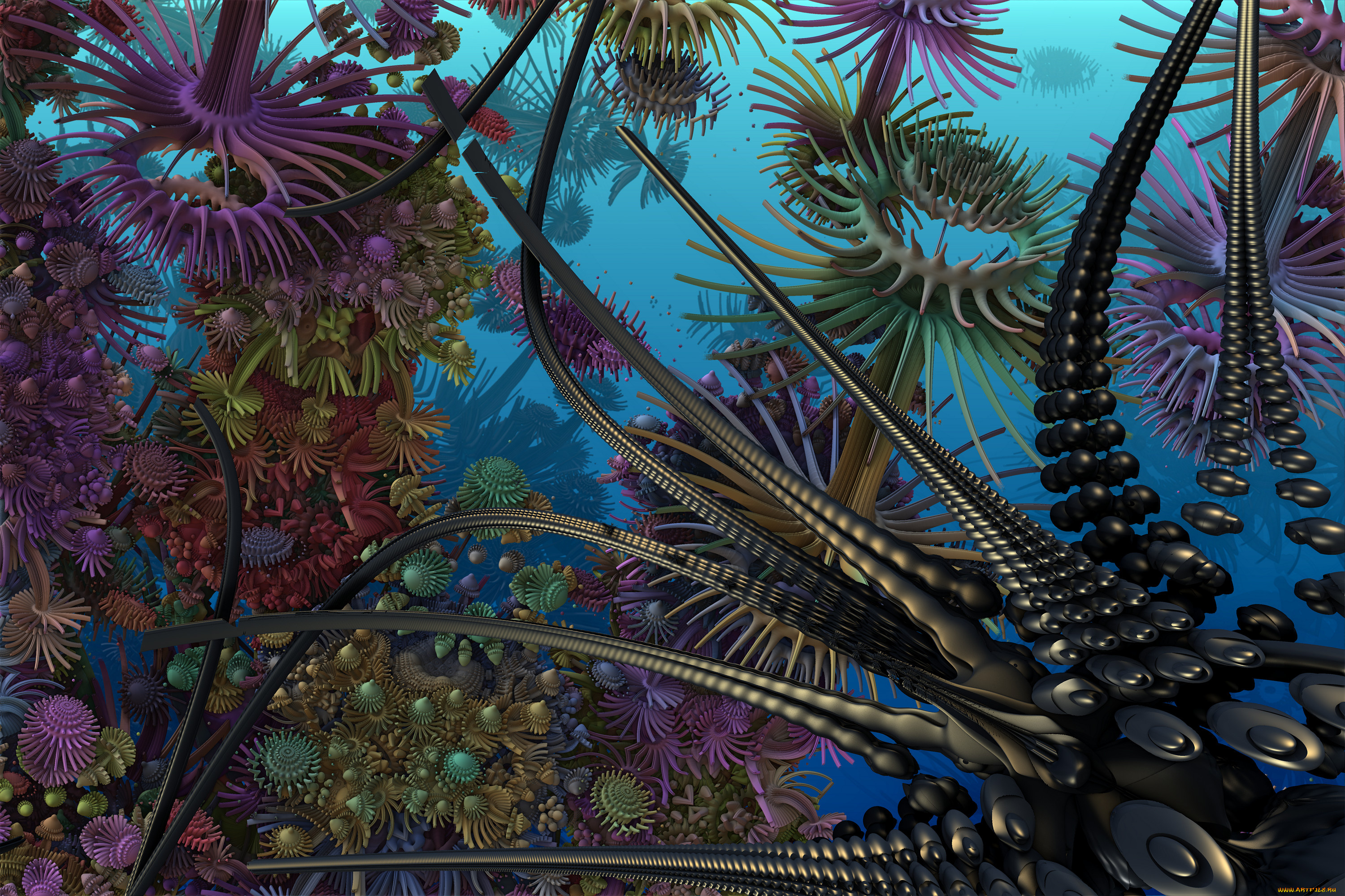 3д, графика, fractal, фракталы, узор, цвет, фон