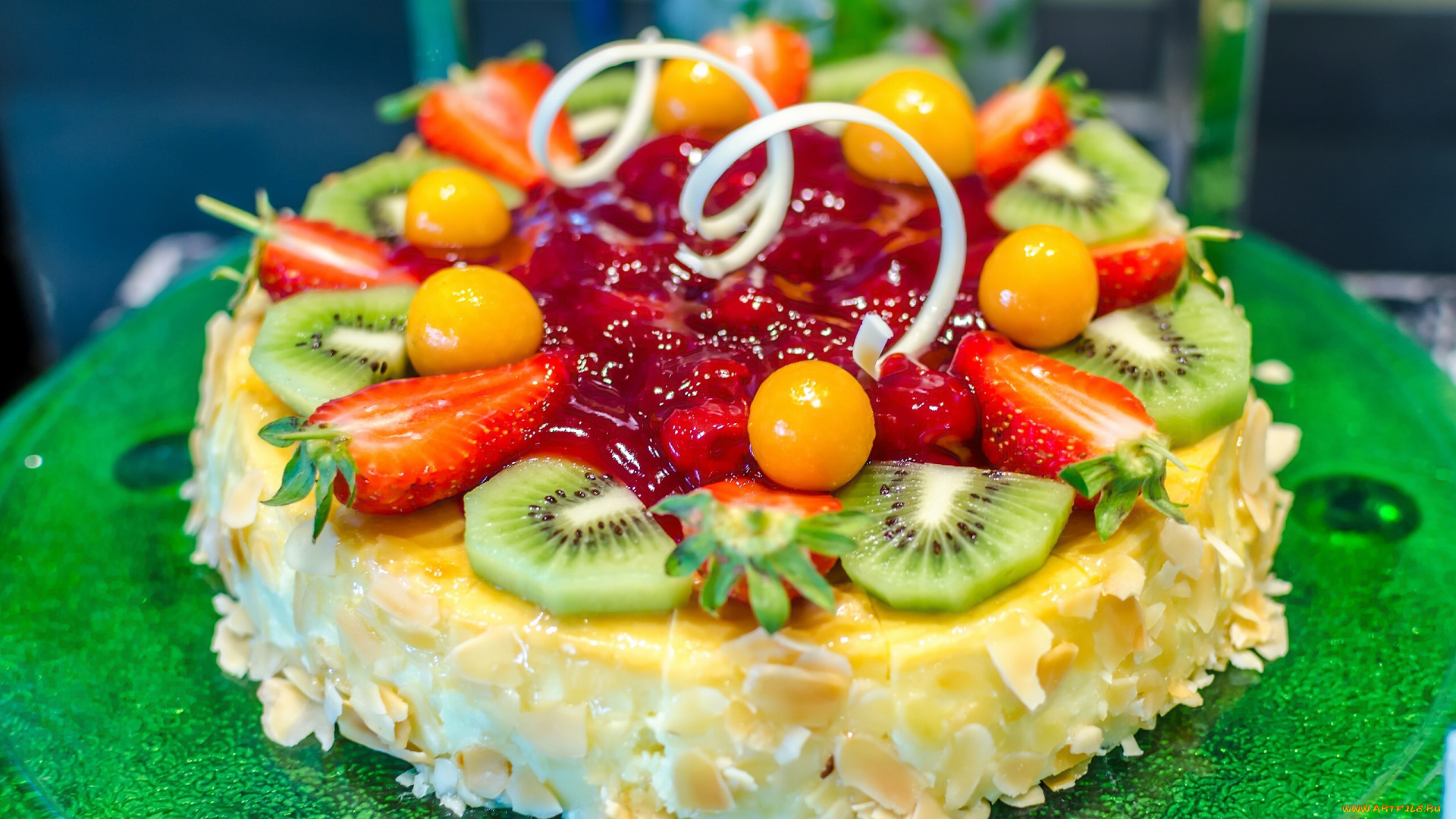 еда, торты, киви, клубника, торт
