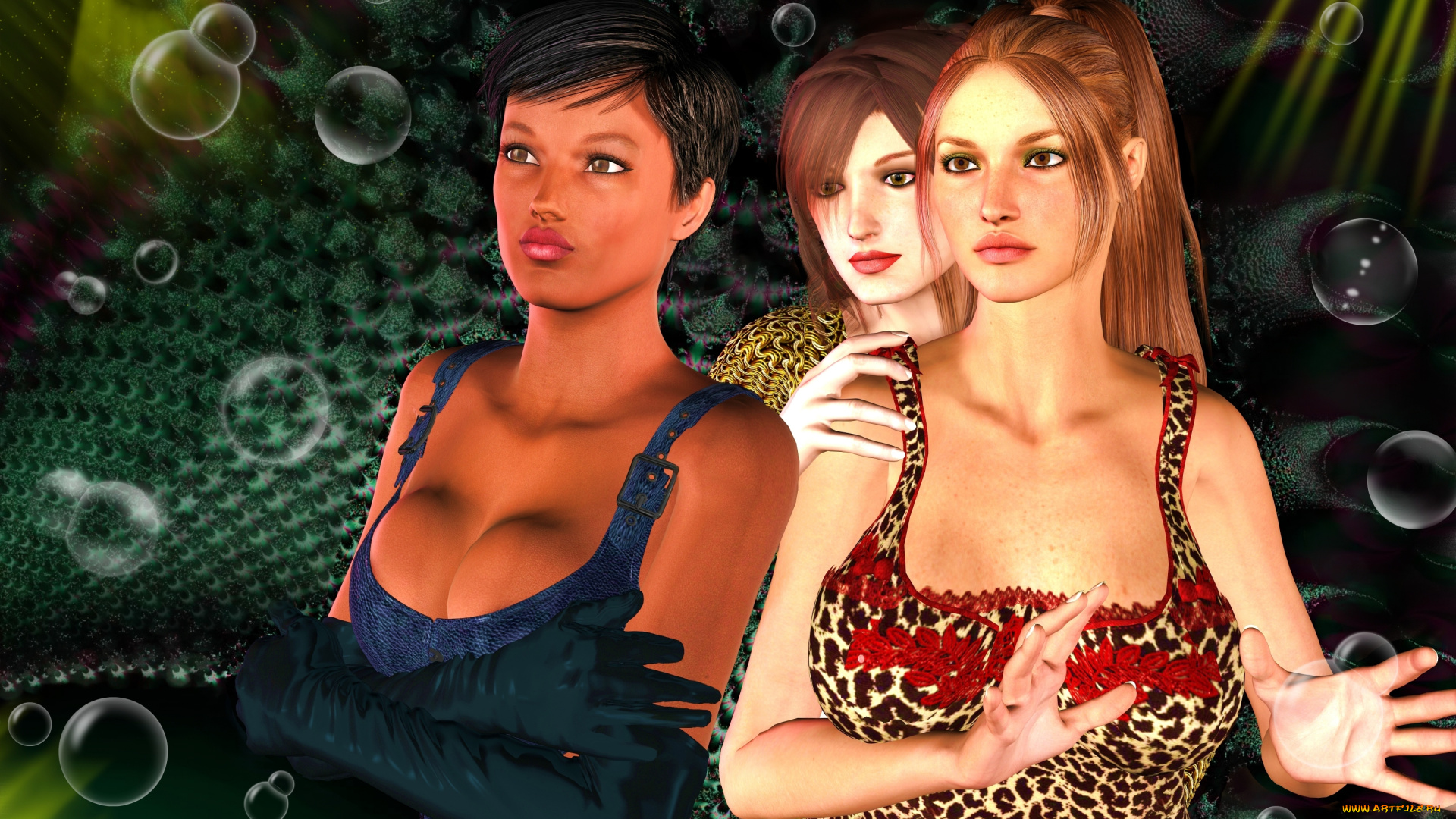 3д, графика, люди, , people, фон, взгляд, девушки