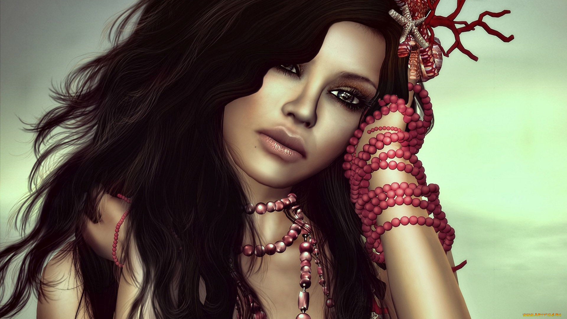 3д, графика, портрет, , portraits, девушка, взгляд, фон