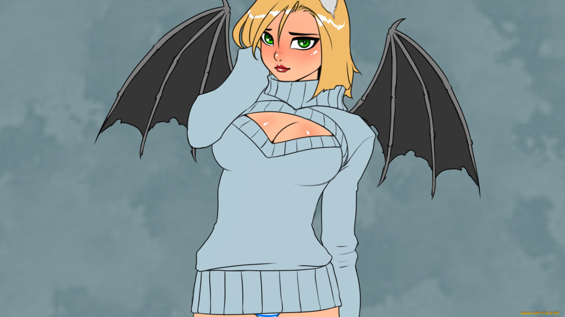 разное, арты, девушка, демон, фон, взгляд