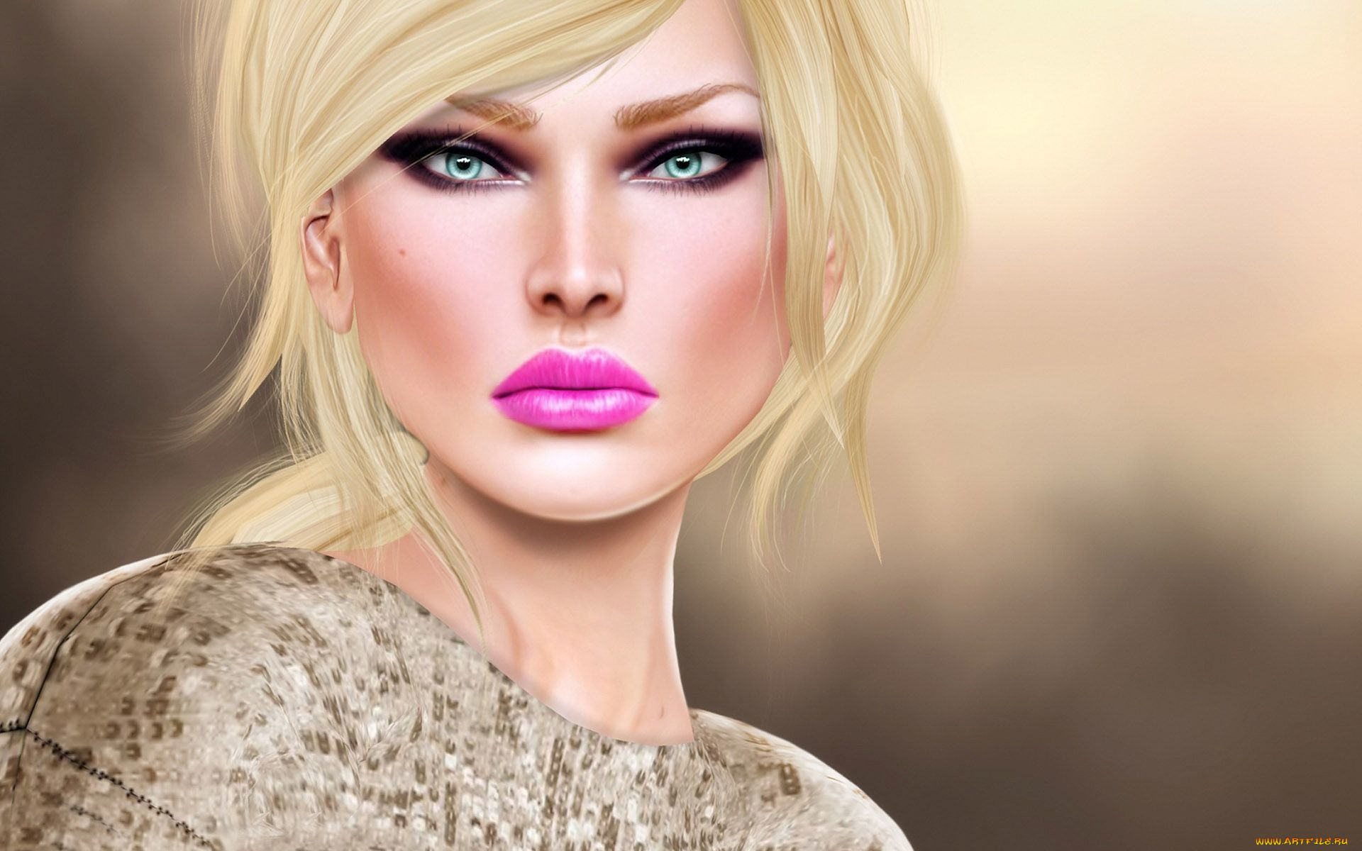 3д, графика, портрет, , portraits, фон, взгляд, девушка