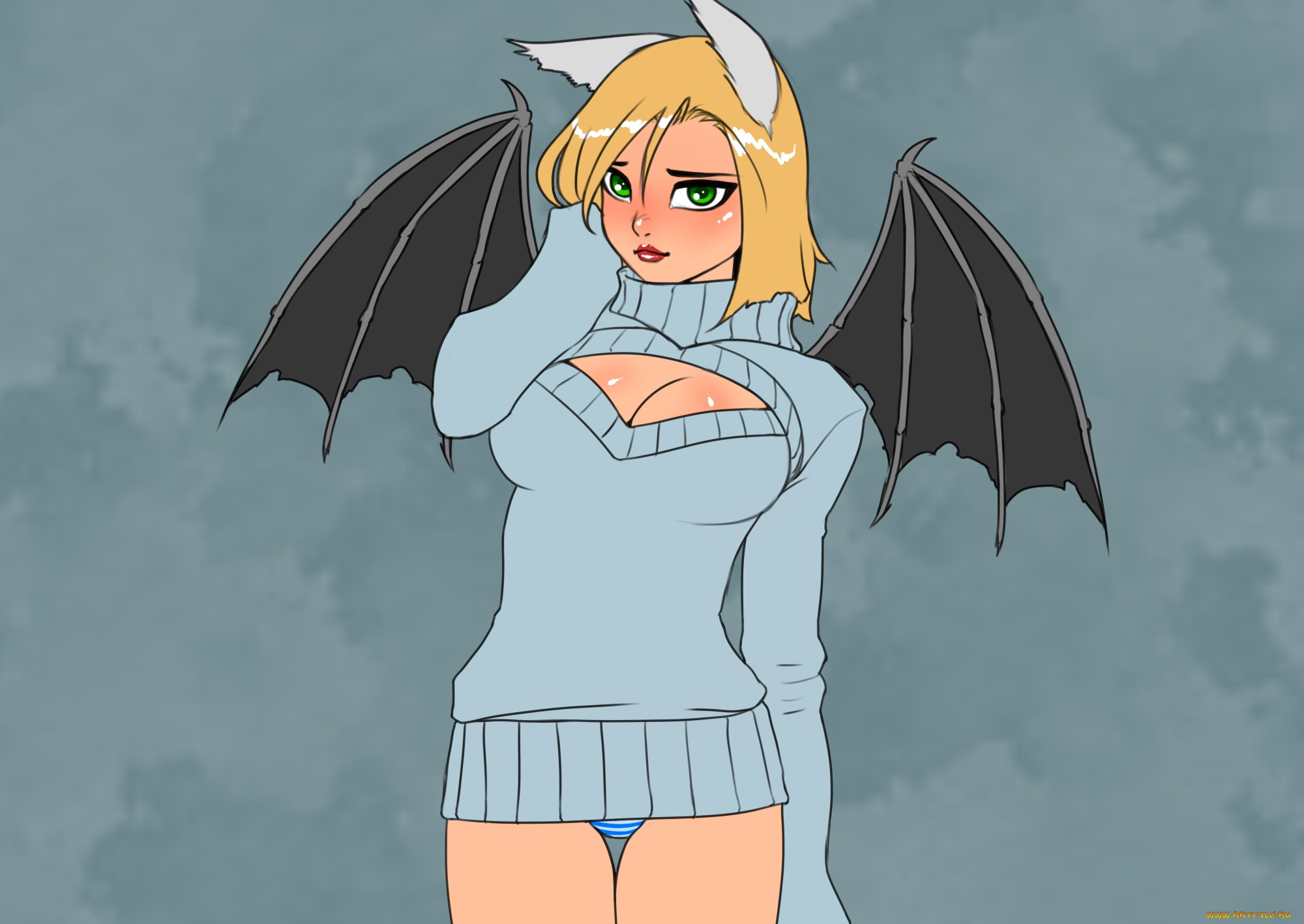 разное, арты, девушка, демон, фон, взгляд