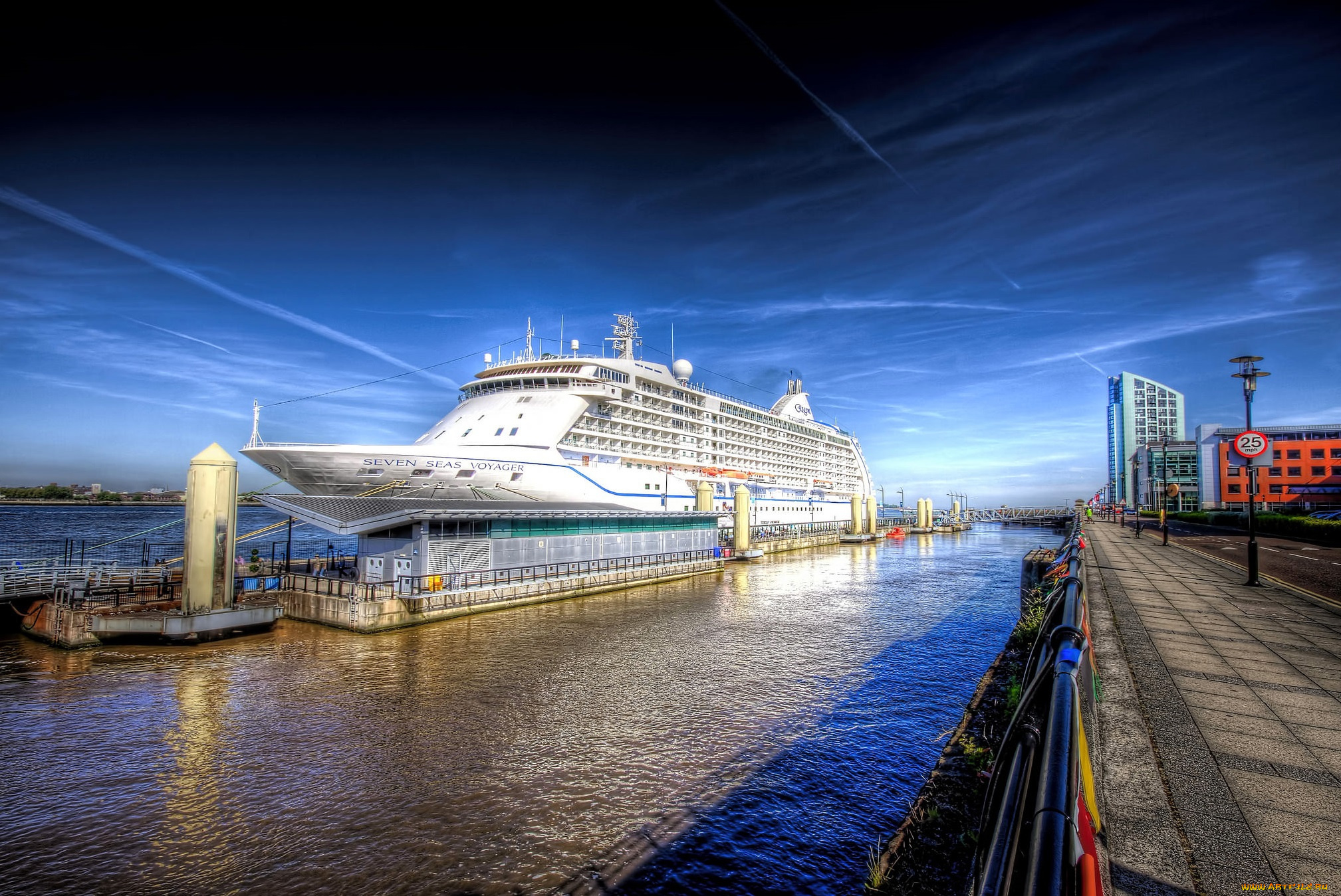 seven, seas, voyager, корабли, лайнеры, океанский, лайнер, причал, круиз