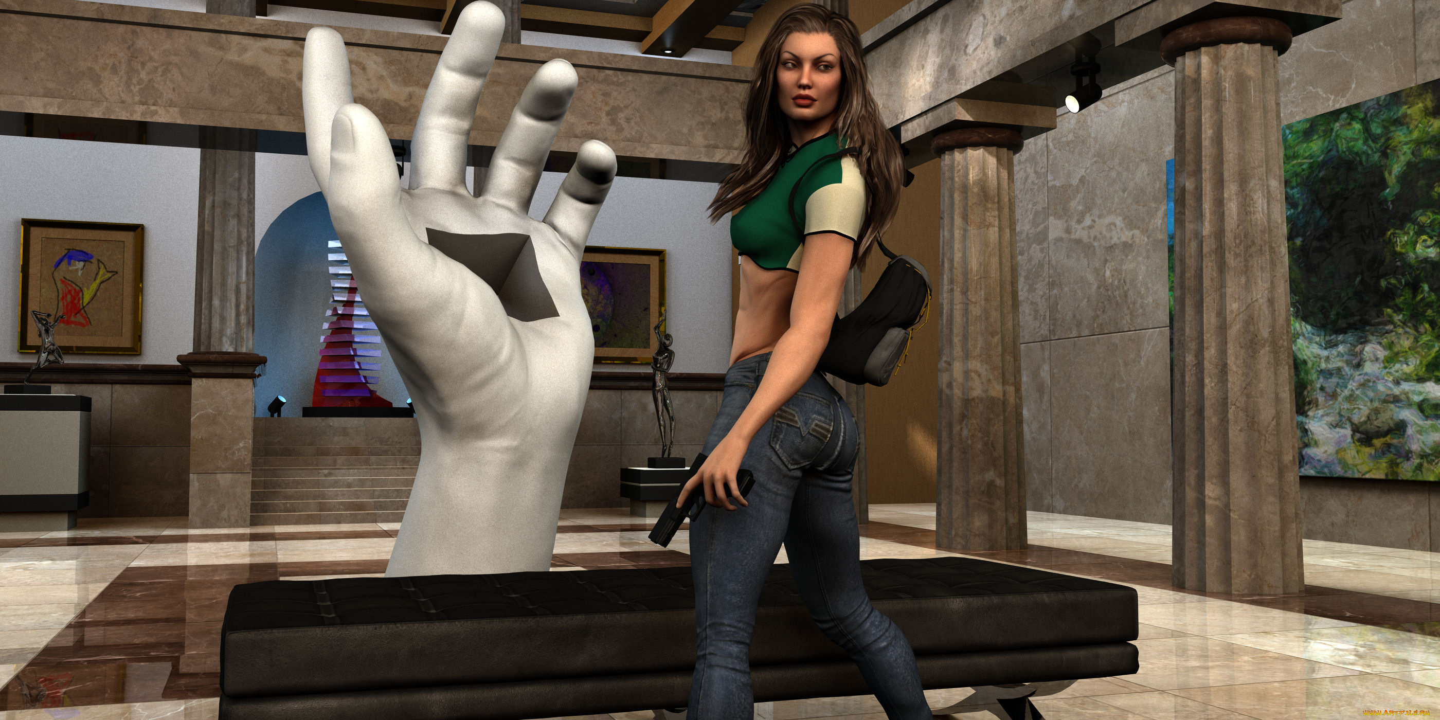 3д, графика, фантазия, , fantasy, девушка, взгляд, фон, оружие