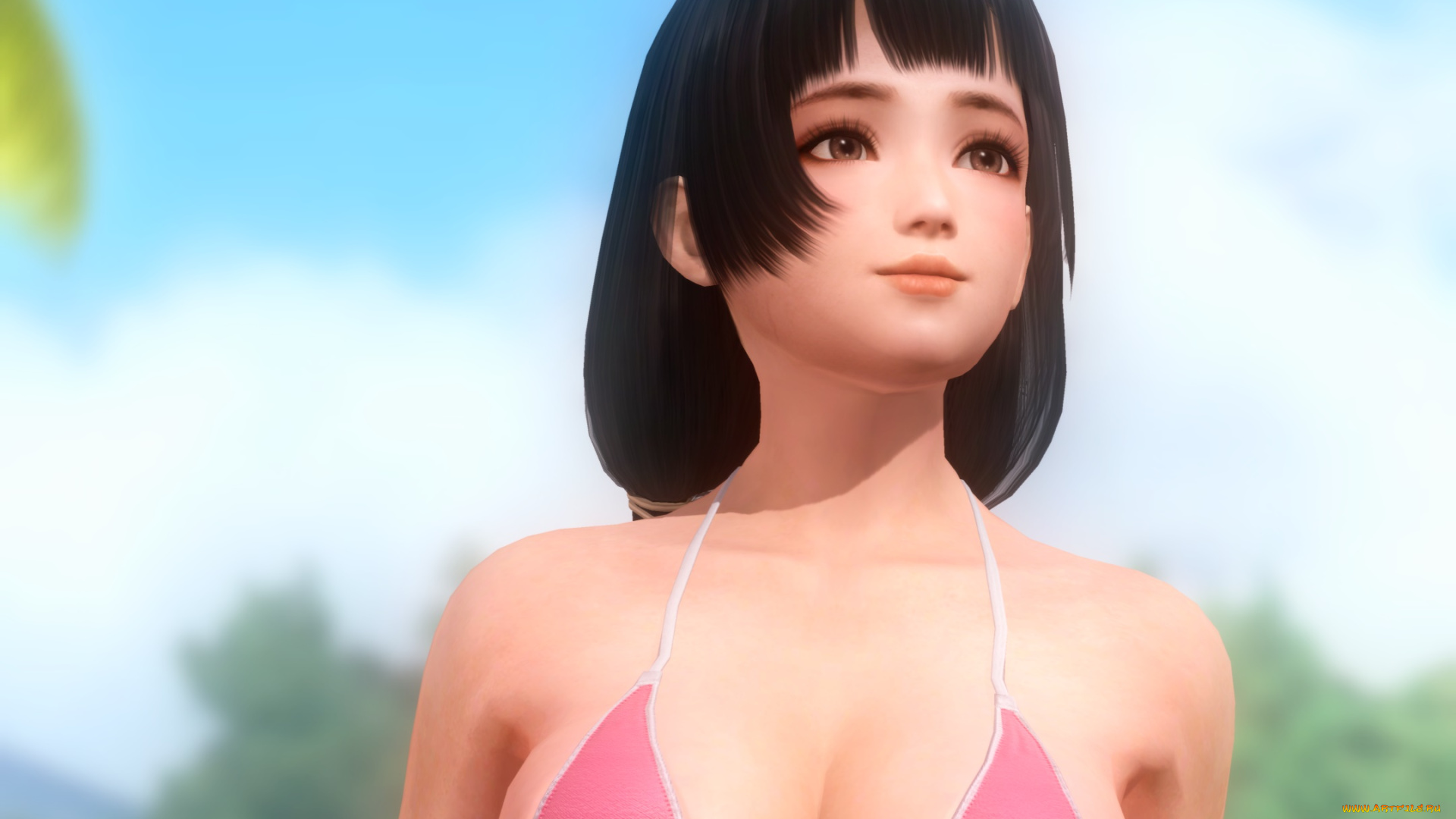 3д, графика, аниме, , anime, девушка, взгляд, фон