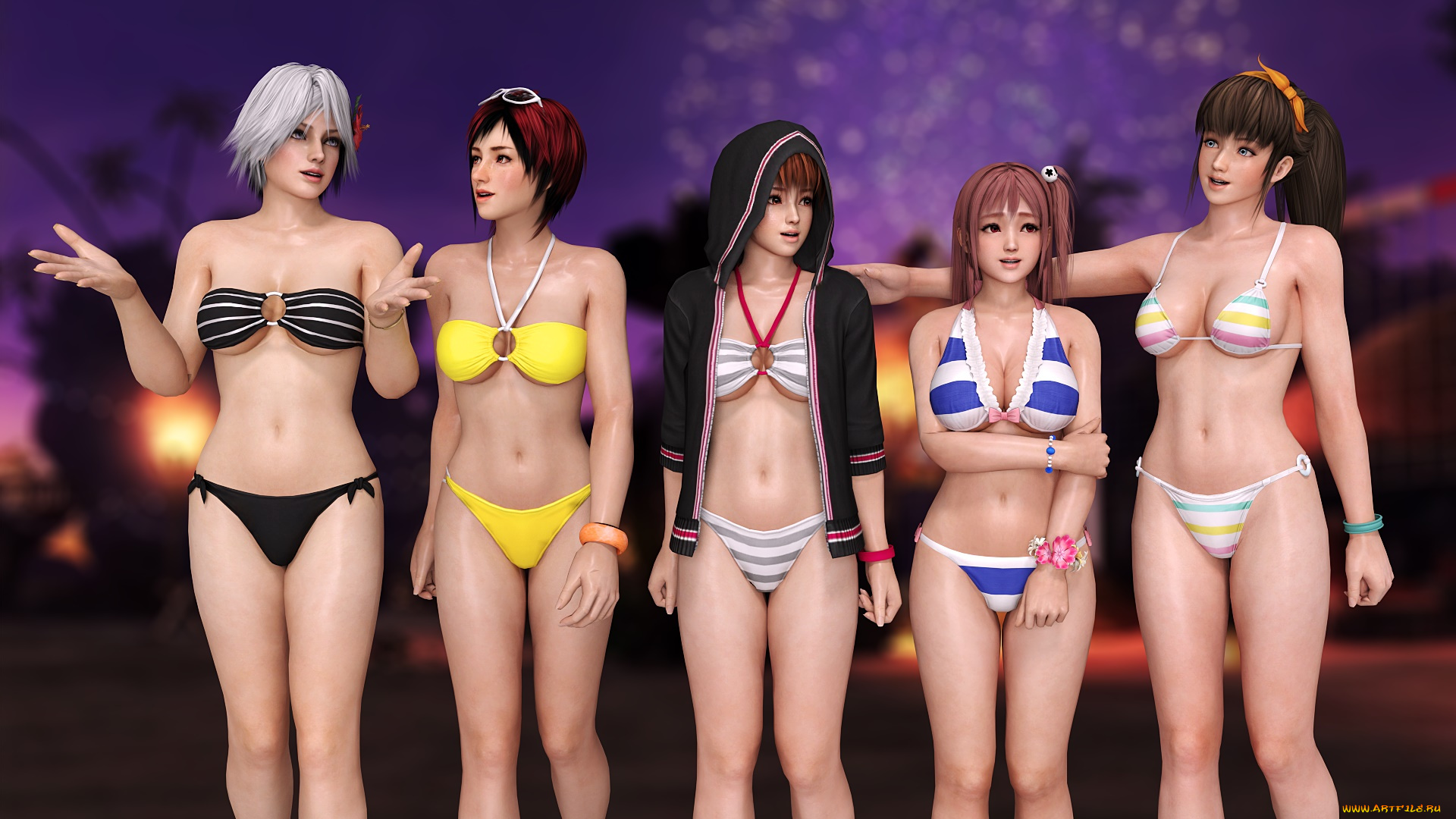 3д, графика, аниме, , anime, девушки, взгляд, фон