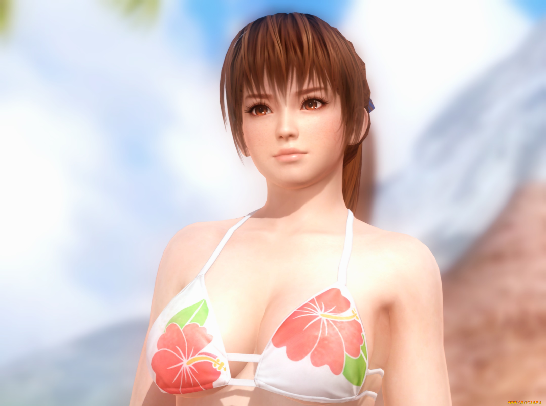 3д, графика, аниме, , anime, девушка, взгляд, фон