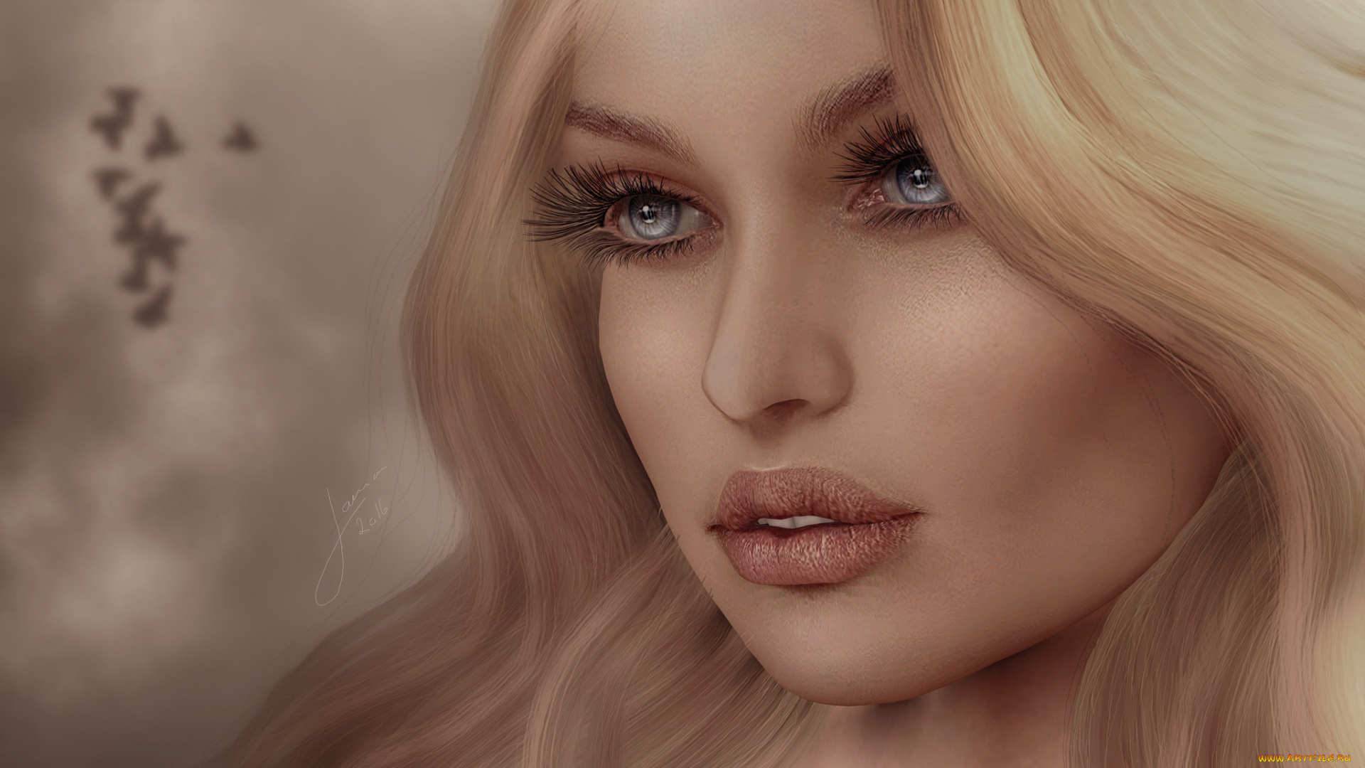 3д, графика, портрет, , portraits, взгляд, девушка, фон